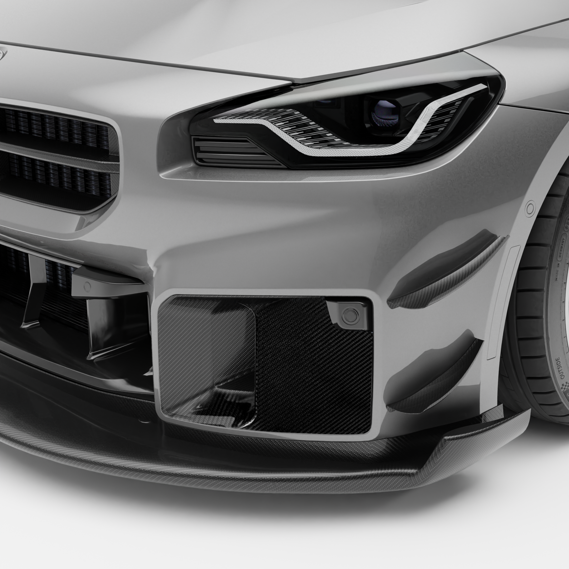 BMW M2 G87 RevoZport Carbon Fiber Aero Front Bumper Block-Off Plates