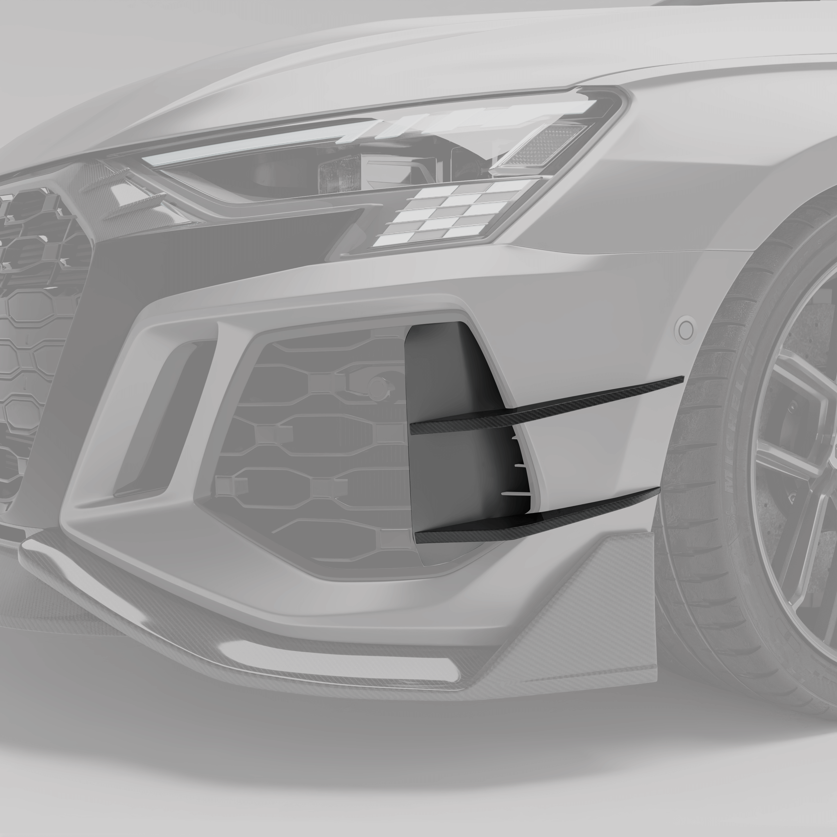 RevoZport Carbon Fiber Canards Compatible With Audi RS3 8Y Limousine