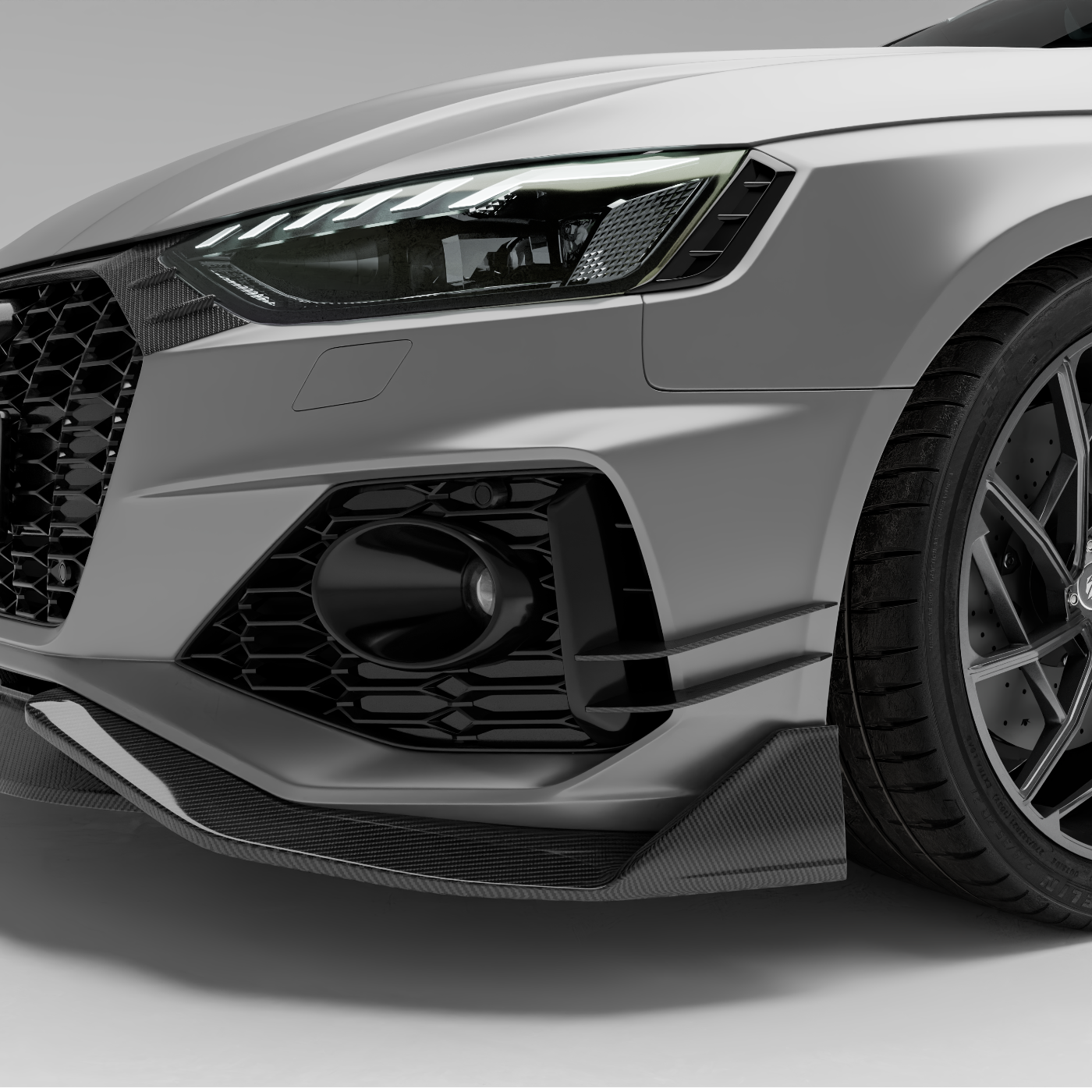 RevoZport Carbon Fiber Canards Compatible With Audi RS4 B9.5 Facelift