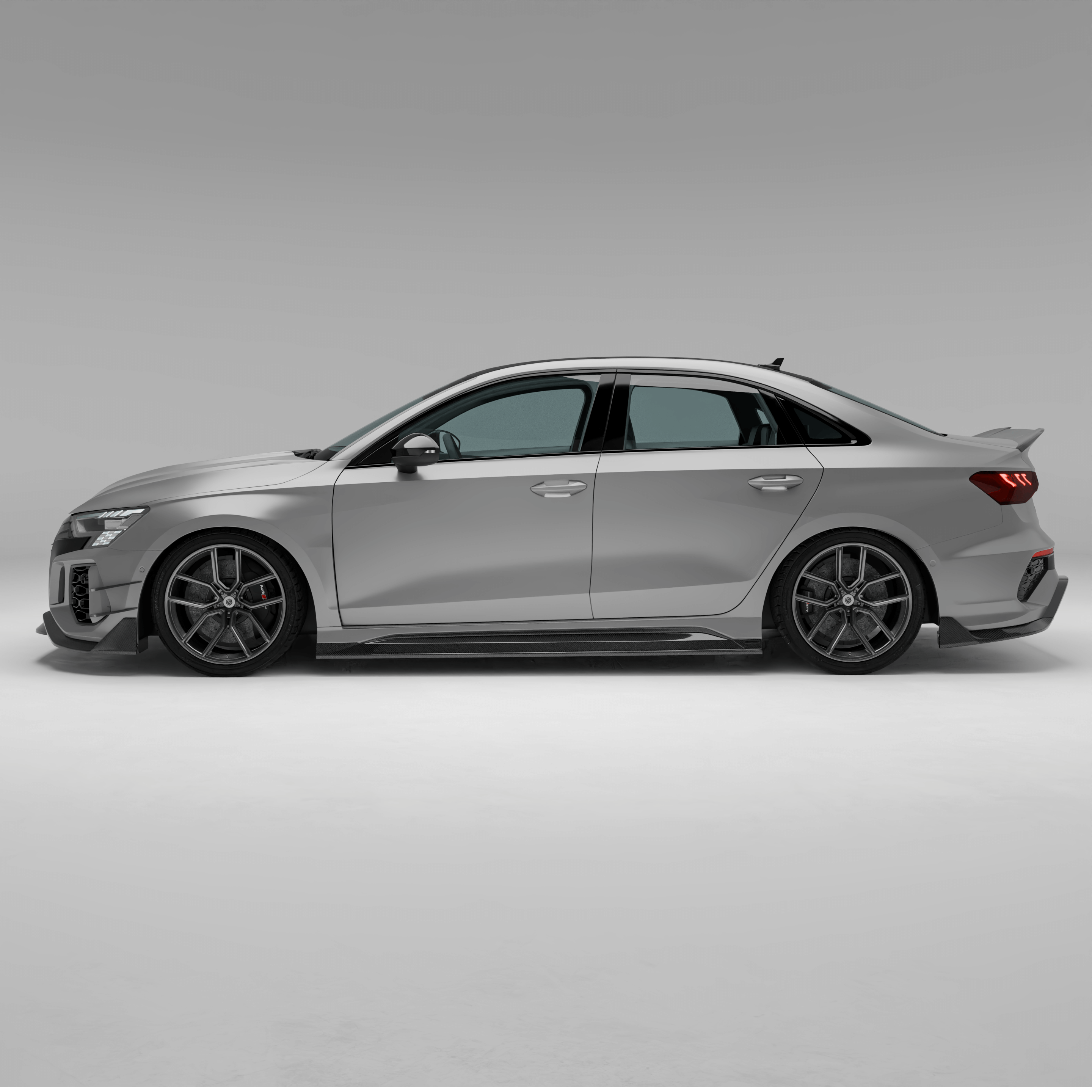 RevoZport Carbon Fiber Side Skirts Compatible With Audi RS3 8Y Limousine