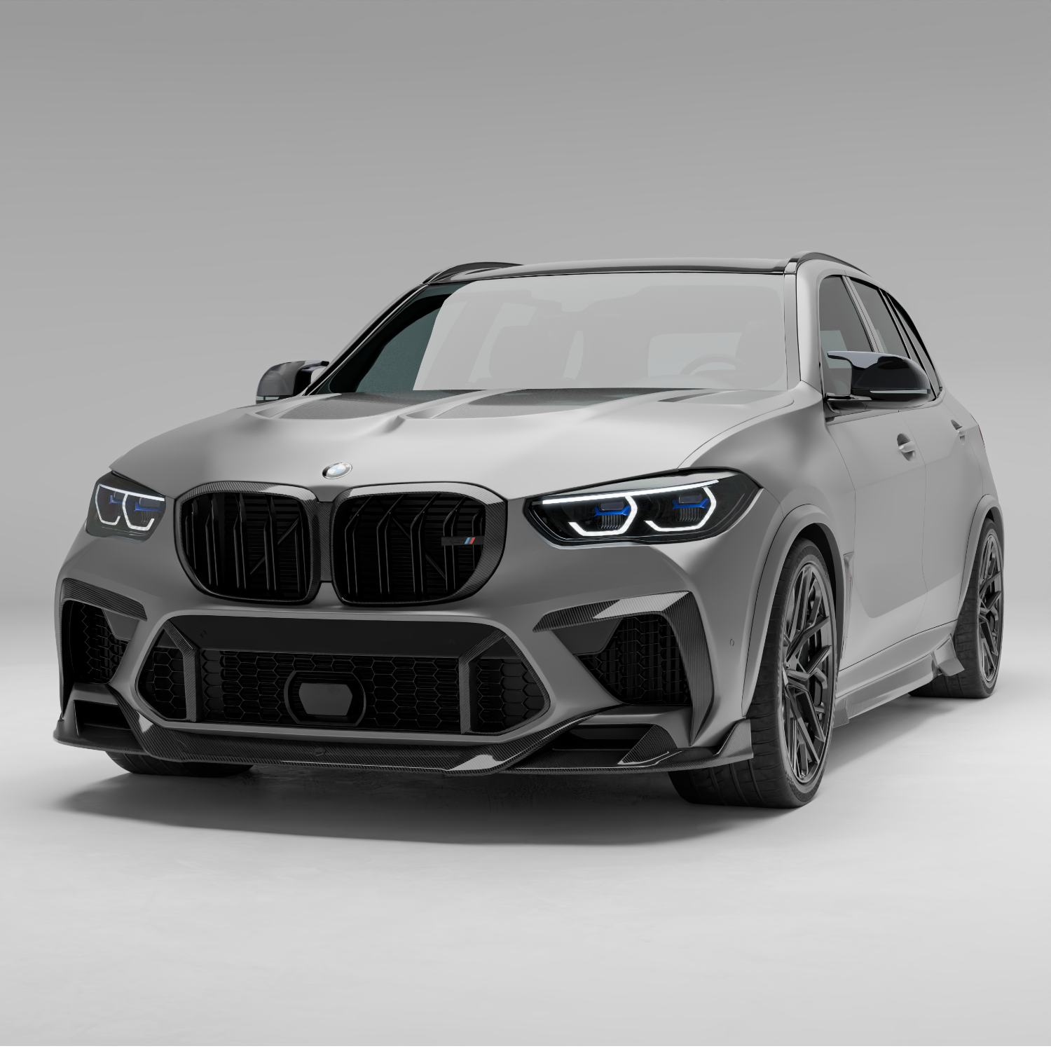 RevoZport Carbon Fiber Front Lip Compatible With BMW X5M F95 PRE LCI