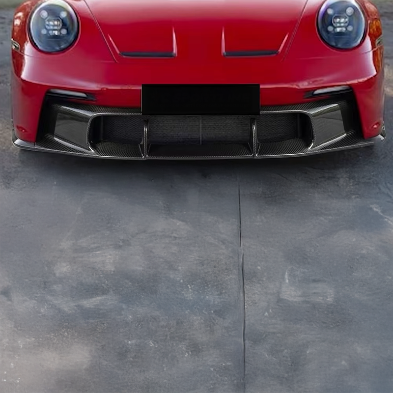 V1 miðjuhlíf úr koltrefjum fyrir loftinntak í framstuðara, samhæf við Porsche 911 (992.1) GT3