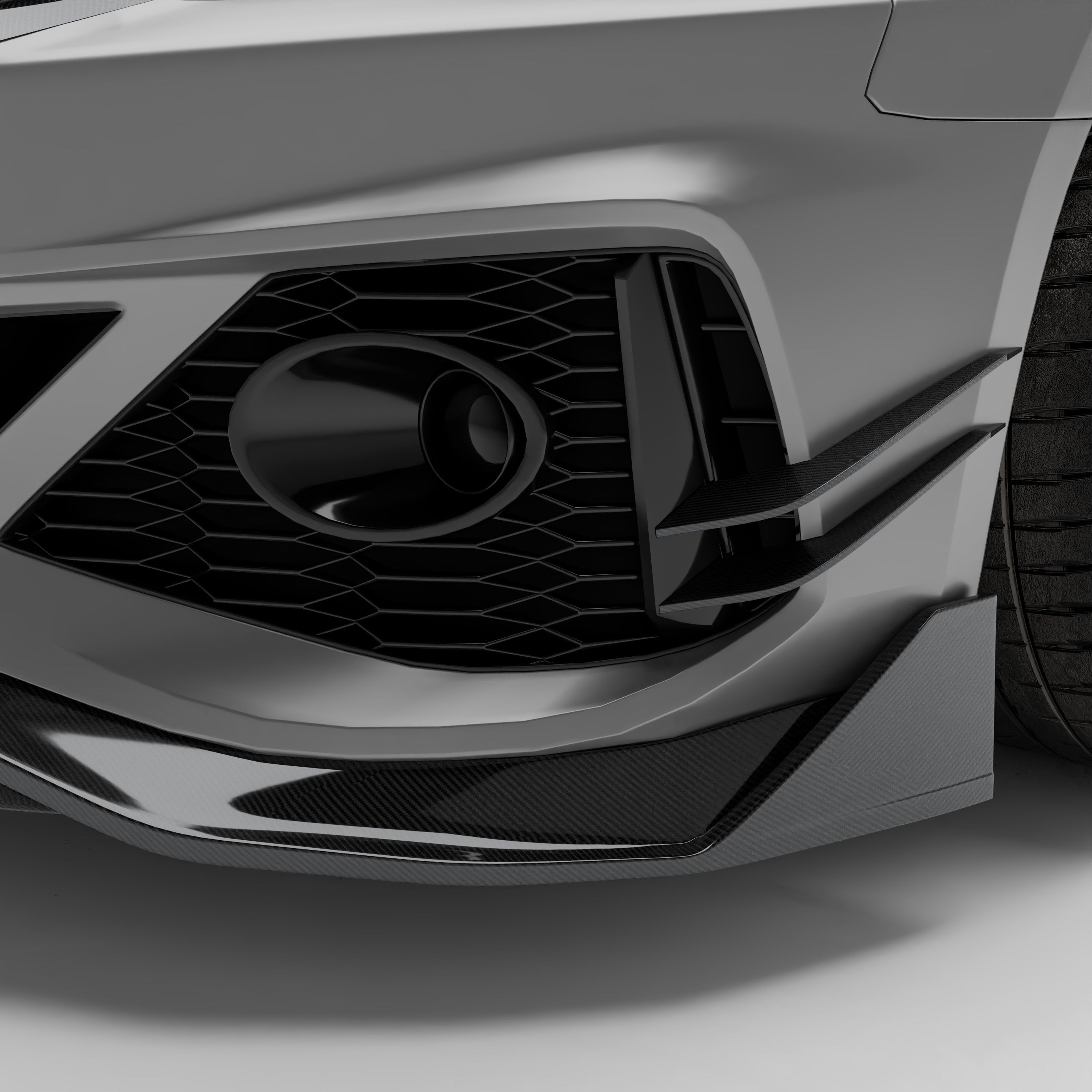 RevoZport Carbon Fiber Canards Compatible With Audi RS5 B9.5 Facelift Sportback