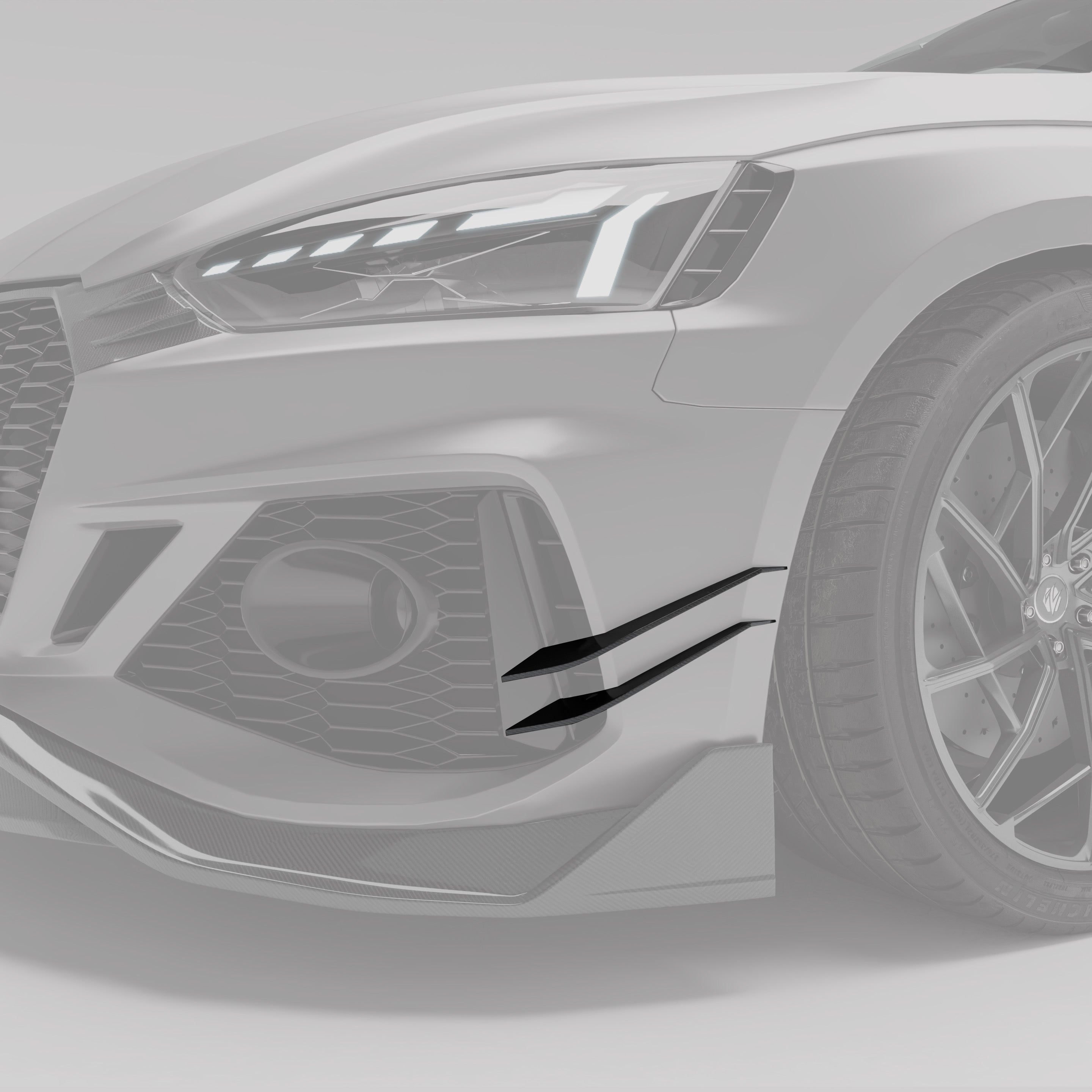 RevoZport Carbon Fiber Canards Compatible With Audi RS5 B9.5 Facelift Sportback