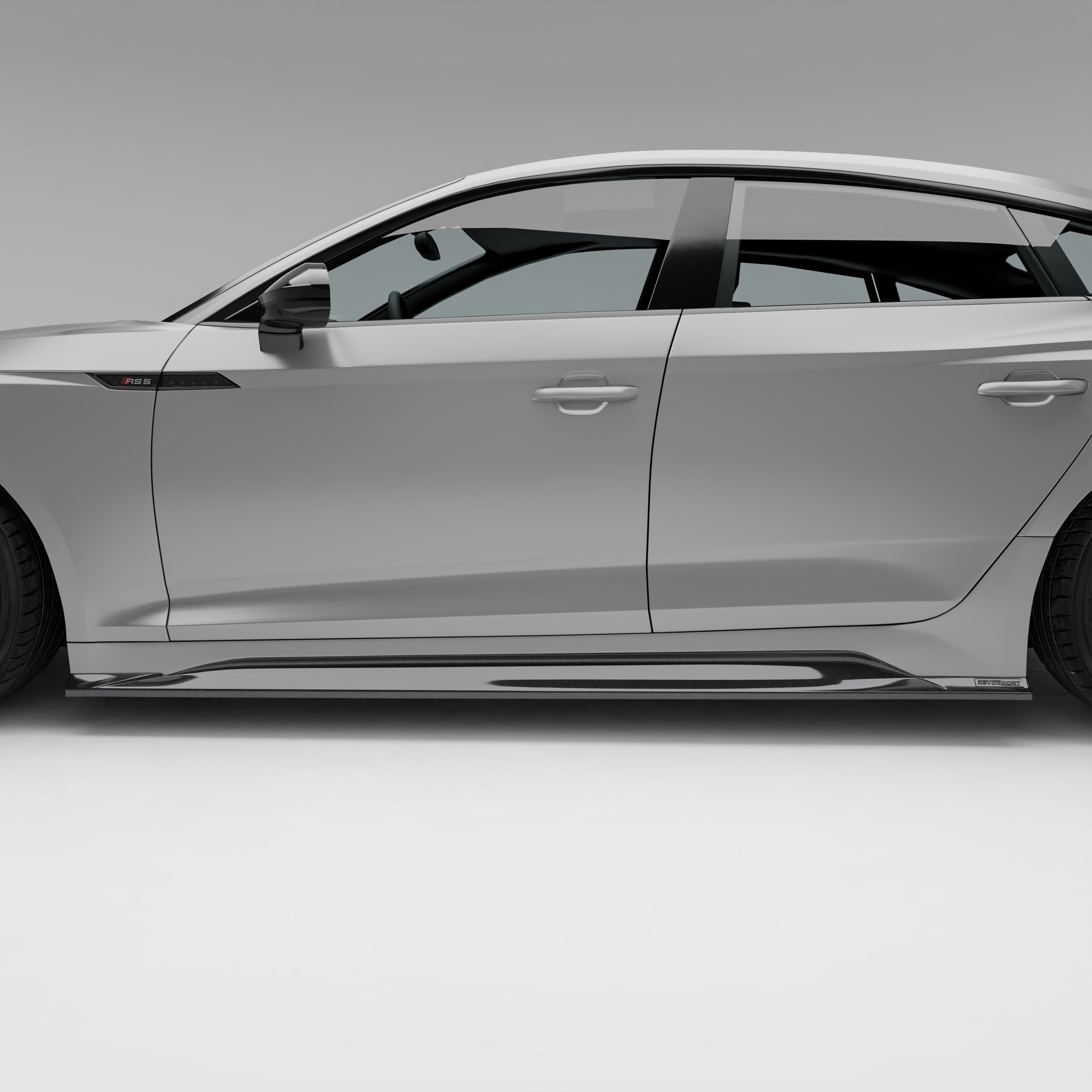 RevoZport Carbon Fiber Side Skirts Compatible With Audi RS5 B9.5 Facelift Sportback