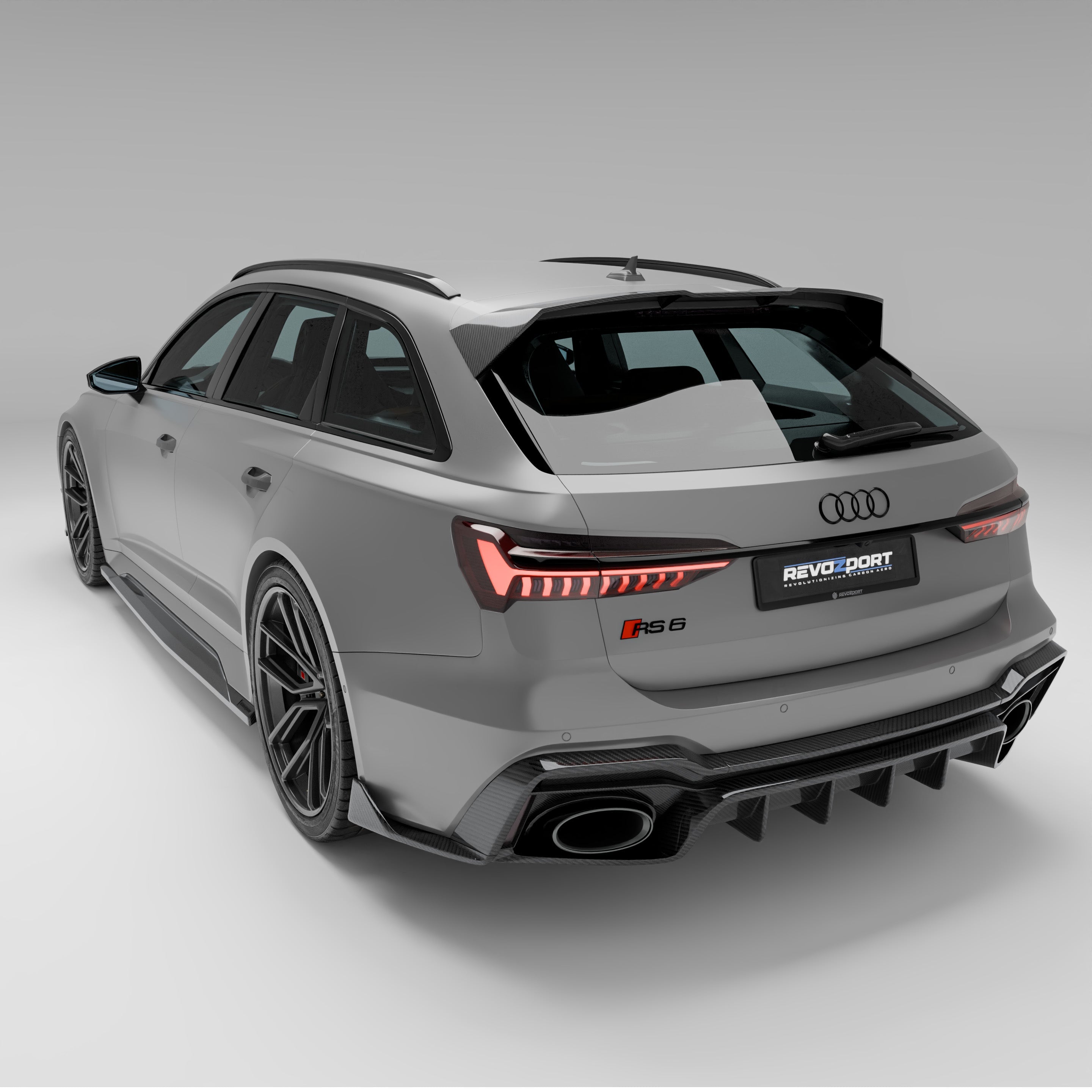 RevoZport Carbon Fiber Roof Spoiler Compatible With Audi RS6 C8