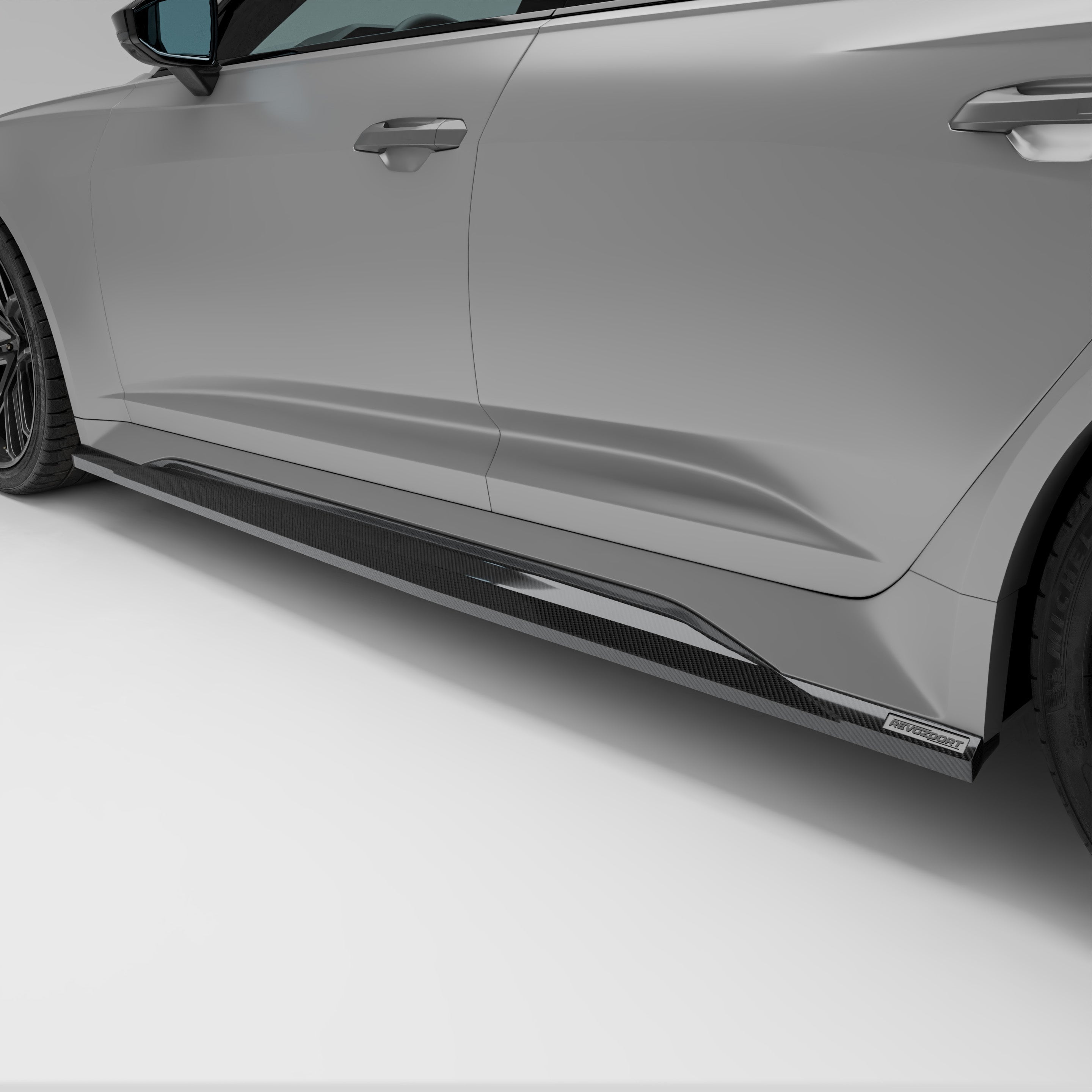 RevoZport Carbon Fiber Side Skirts Compatible With Audi RS6 C8