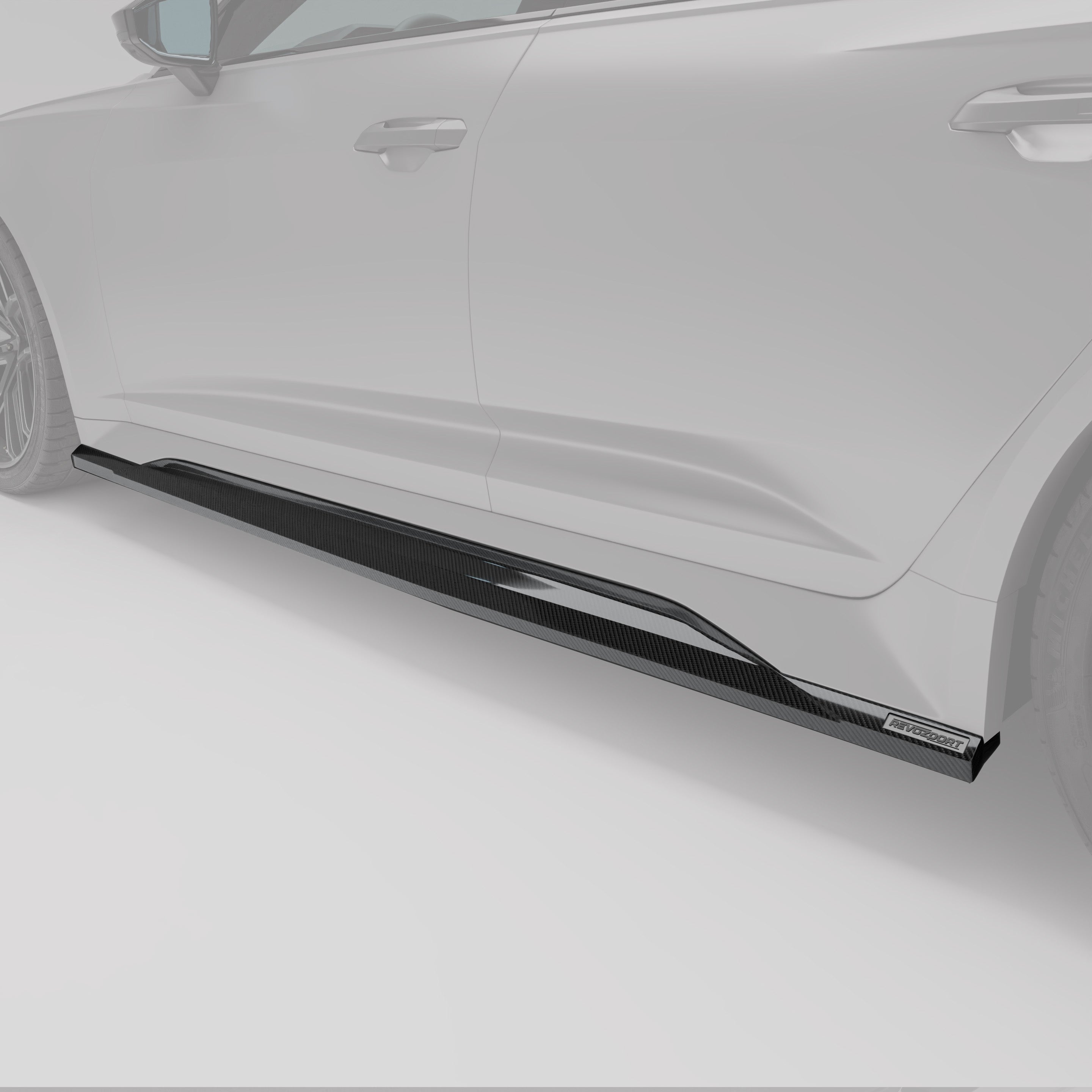 RevoZport Carbon Fiber Side Skirts Compatible With Audi RS6 C8
