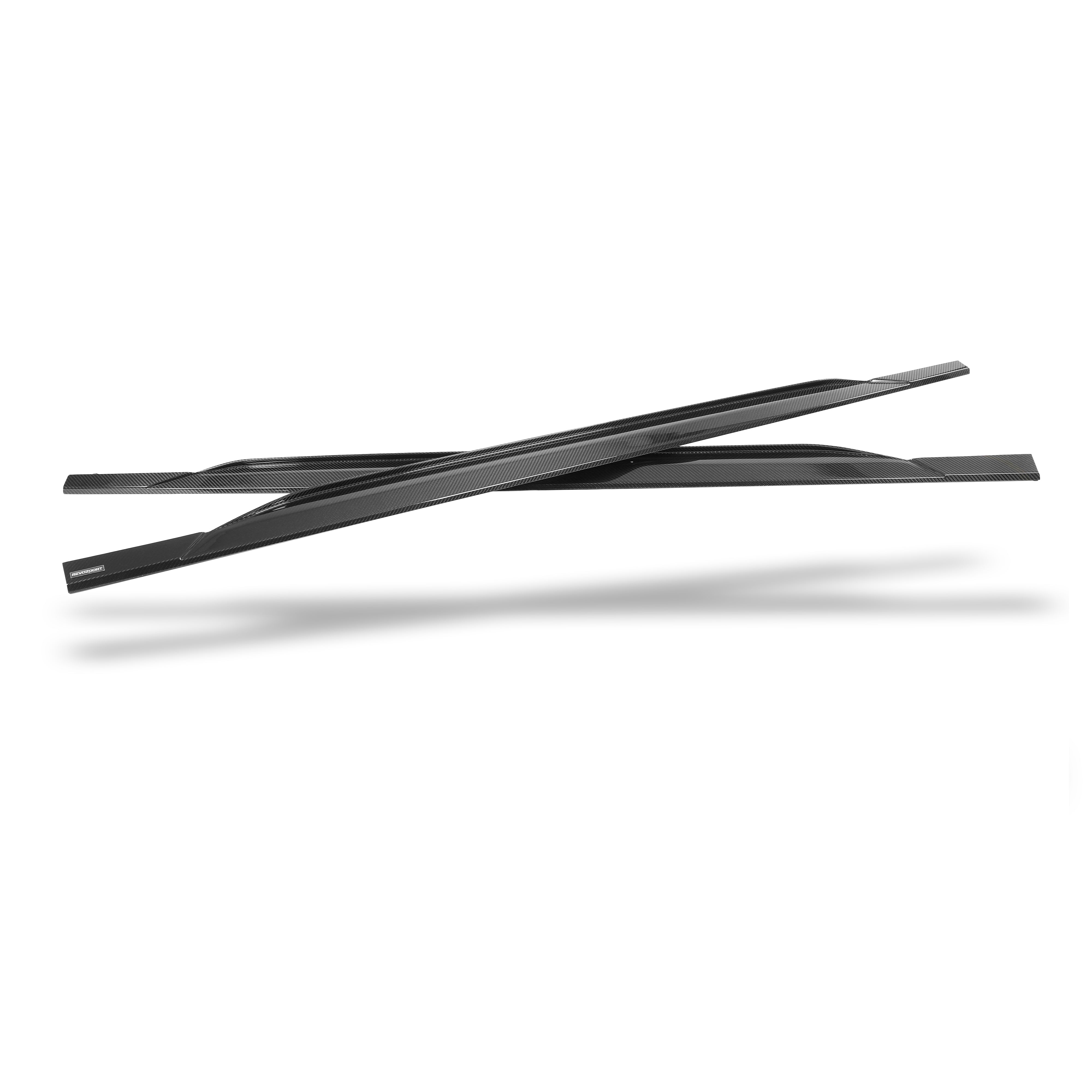 RevoZport Carbon Fiber Side Skirts Compatible With Audi RS6 C8