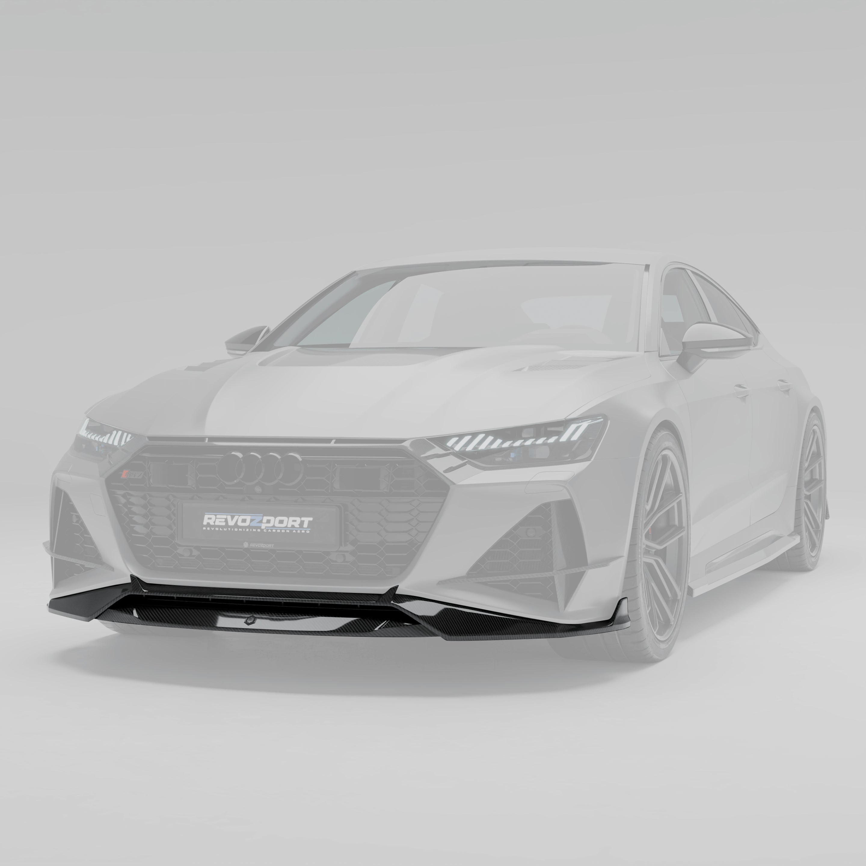 RevoZport Carbon Fiber Front Lip Compatible With Audi RS7 C8
