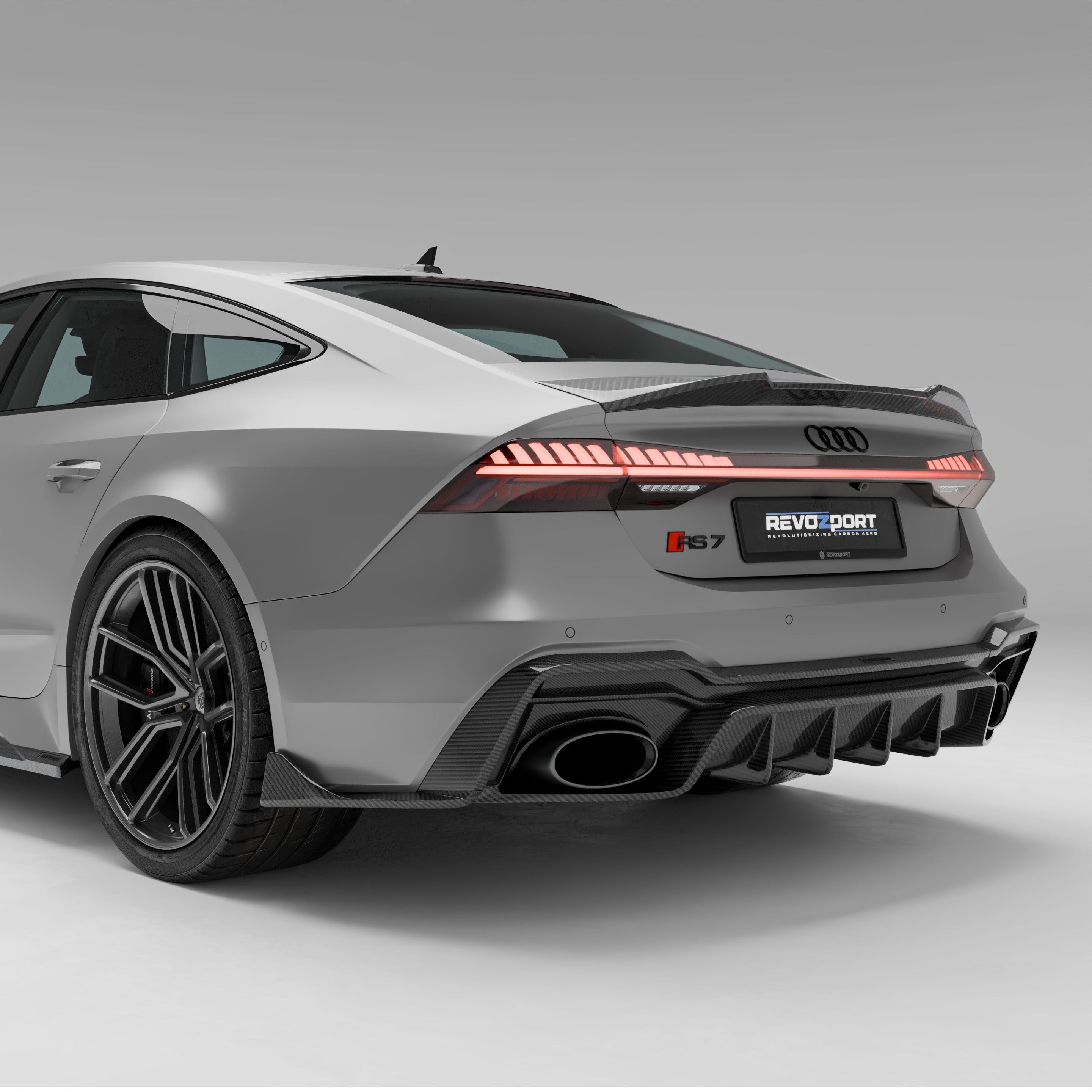 RevoZport Carbon Fiber Rear Diffuser Compatible With Audi RS7 C8
