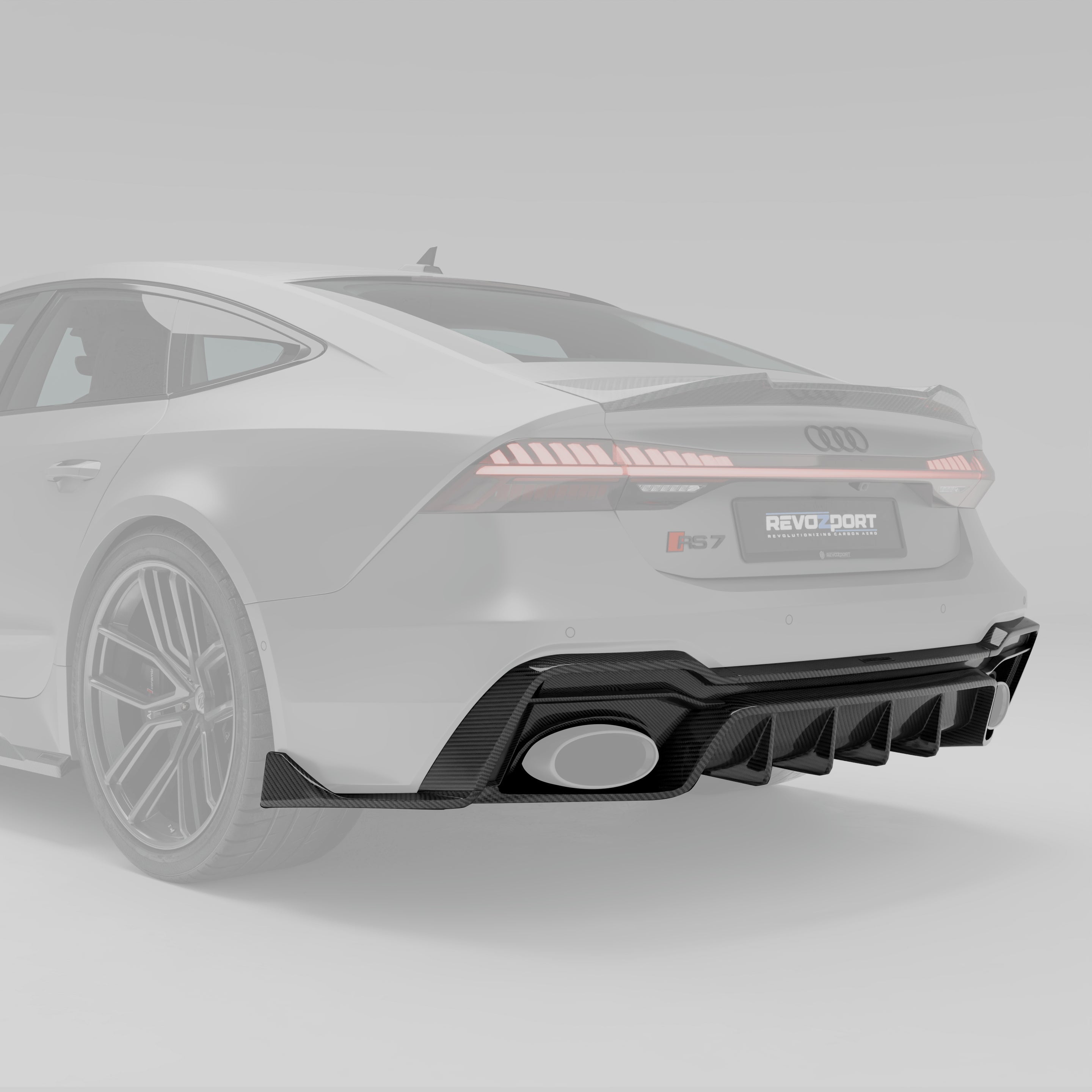 RevoZport Carbon Fiber Rear Diffuser Compatible With Audi RS7 C8
