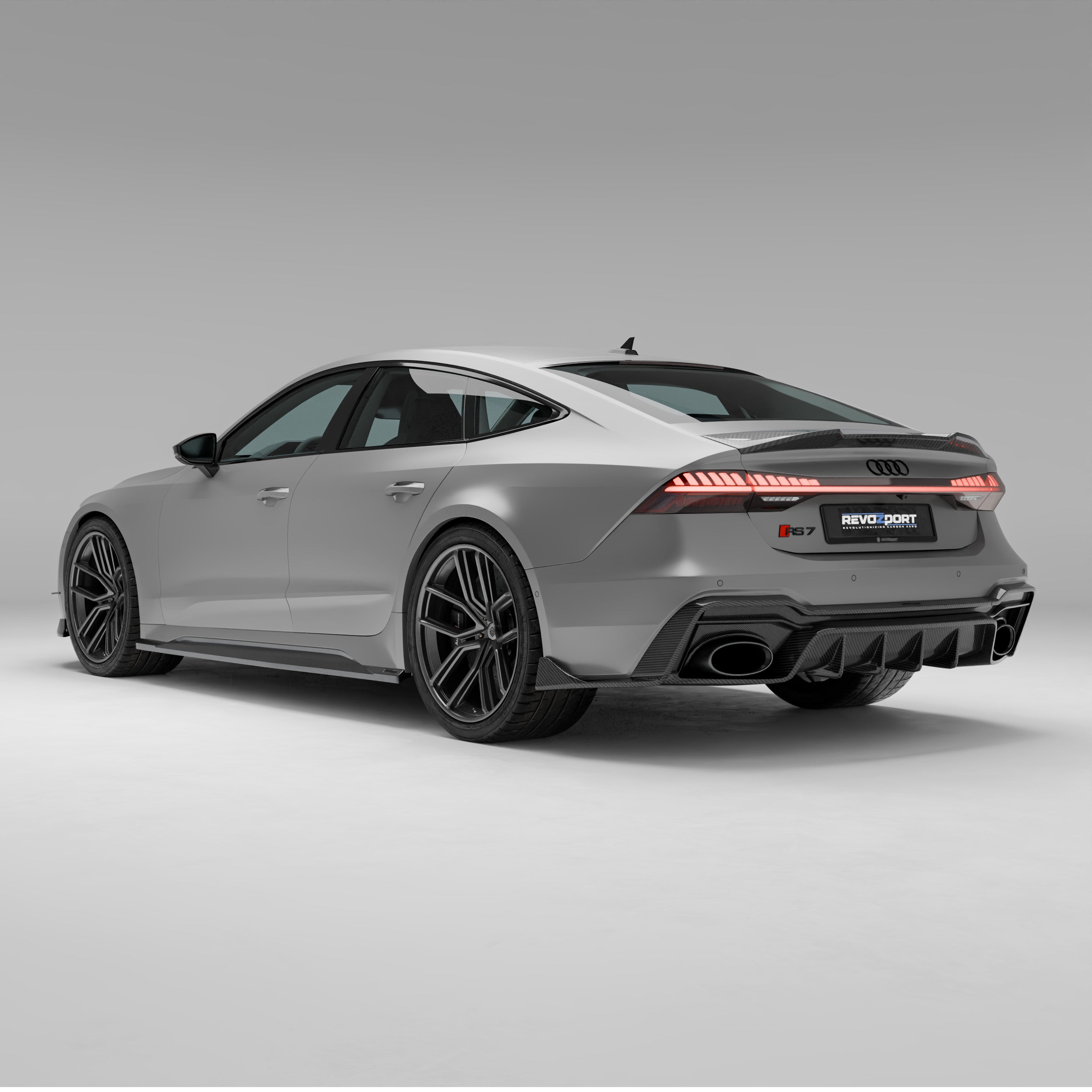 RevoZport Carbon Fiber Side Skirts Compatible With Audi RS7 C8