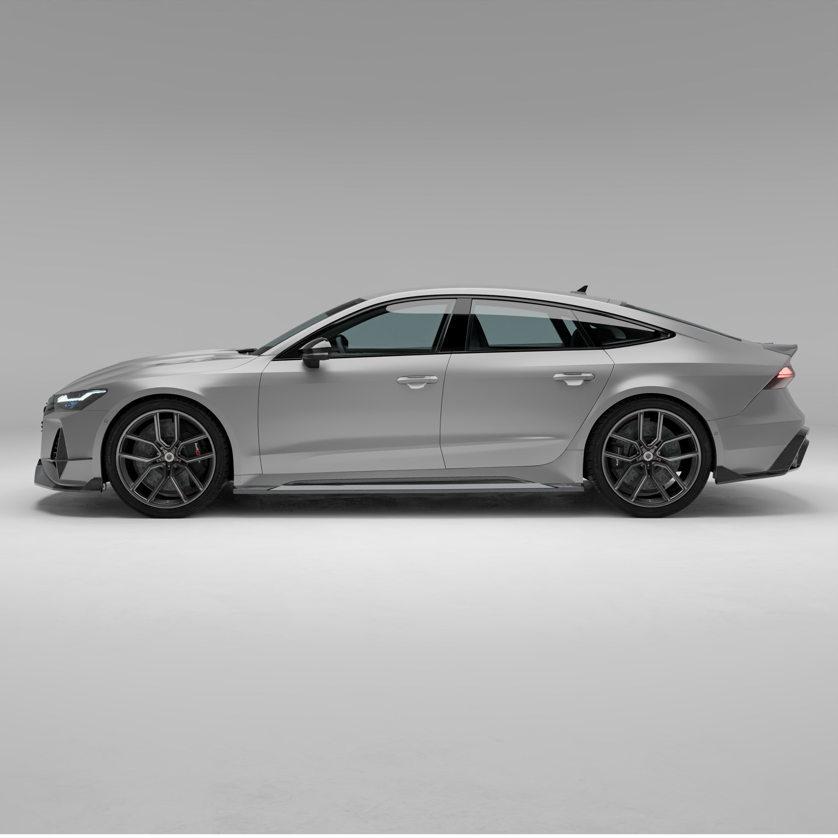RevoZport Carbon Fiber Side Skirts Compatible With Audi RS7 C8