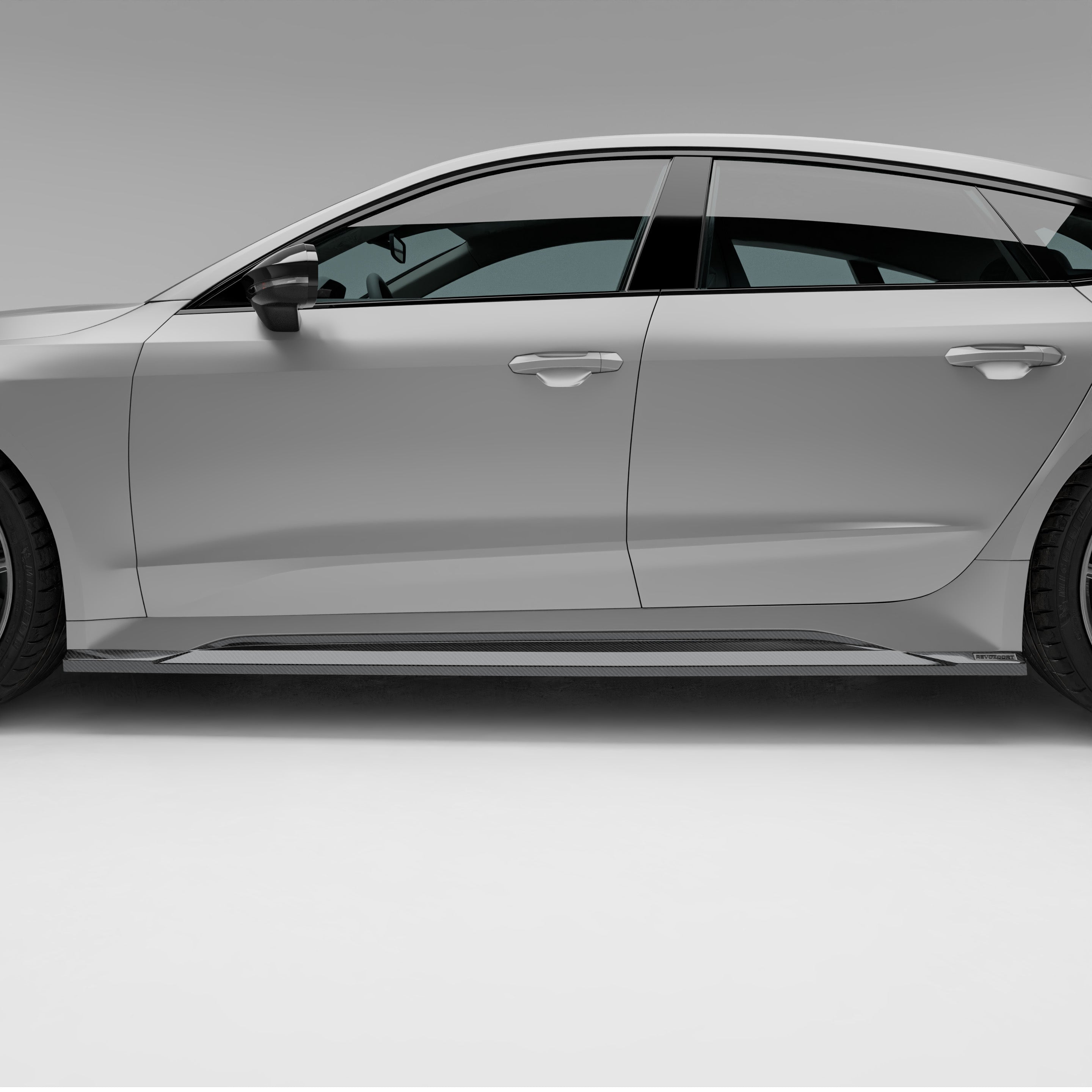 RevoZport Carbon Fiber Side Skirts Compatible With Audi RS7 C8