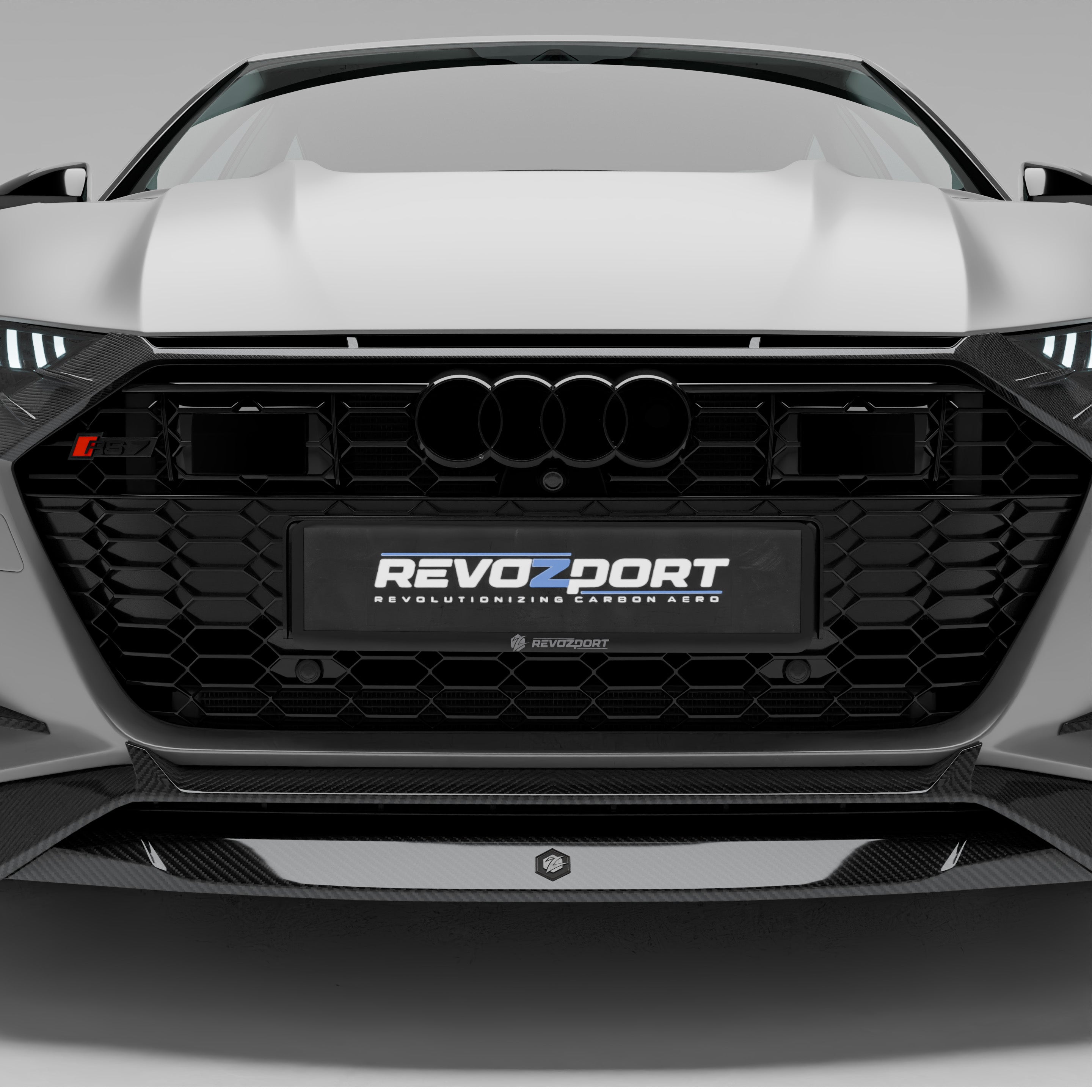 RevoZport Carbon Fiber Front Grill Compatible With Audi RS7 C8 Sportback