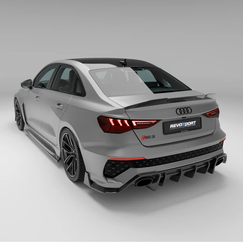 Zestaw elementów nadwozia z włókna węglowego RevoZport kompatybilny z Audi RS3 8 l. Sedan