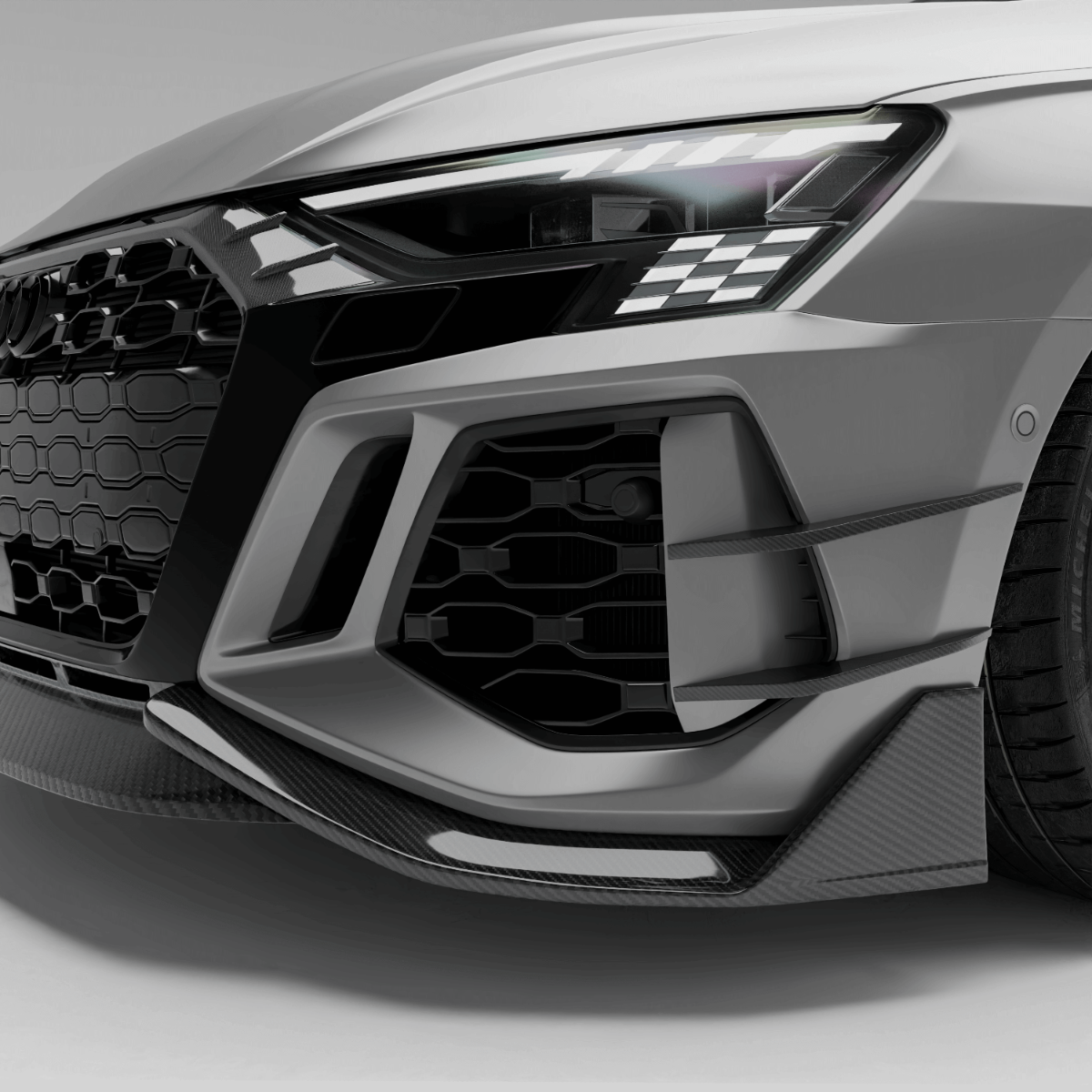 RevoZport Carbon Fiber Canards Compatible With Audi RS3 8Y Sportback