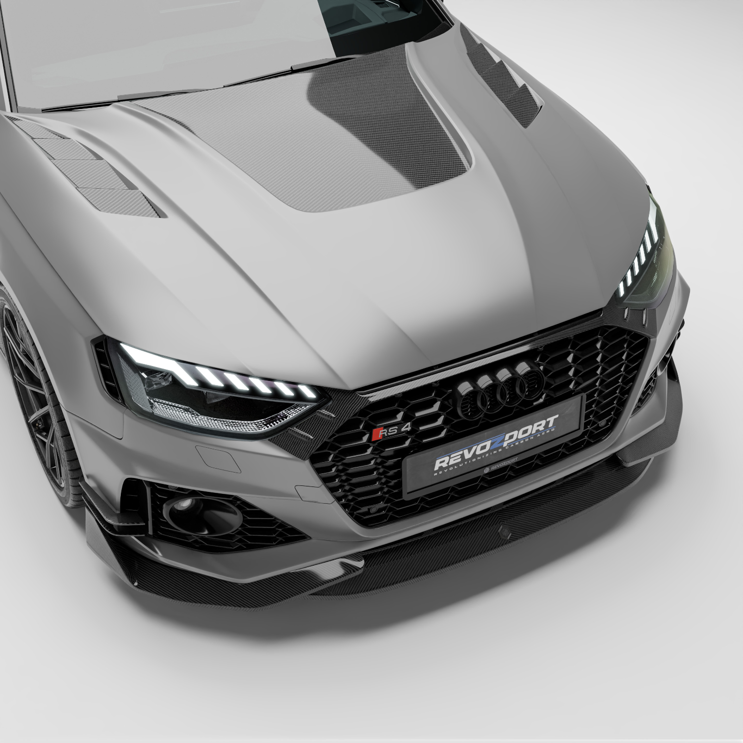 RevoZport Carbon Fiber Hood Compatible With Audi RS4 B9.5 Facelift