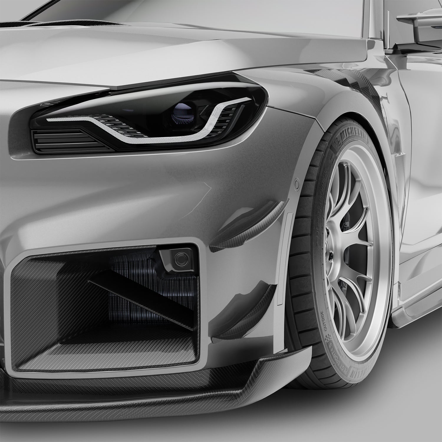 RevoZport Carbon Fiber Aero Front Bumper Canards Compatible With BMW M2 G87