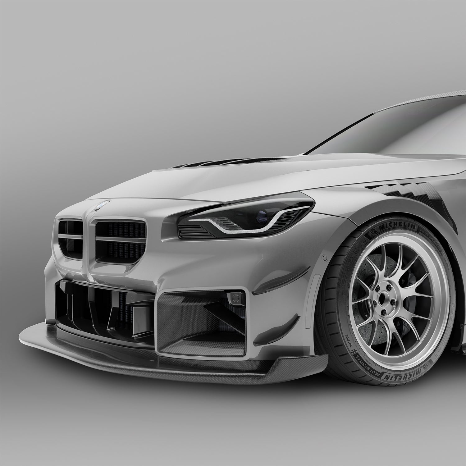 RevoZport Carbon Fiber Aero Front Bumper Canards Compatible With BMW M2 G87
