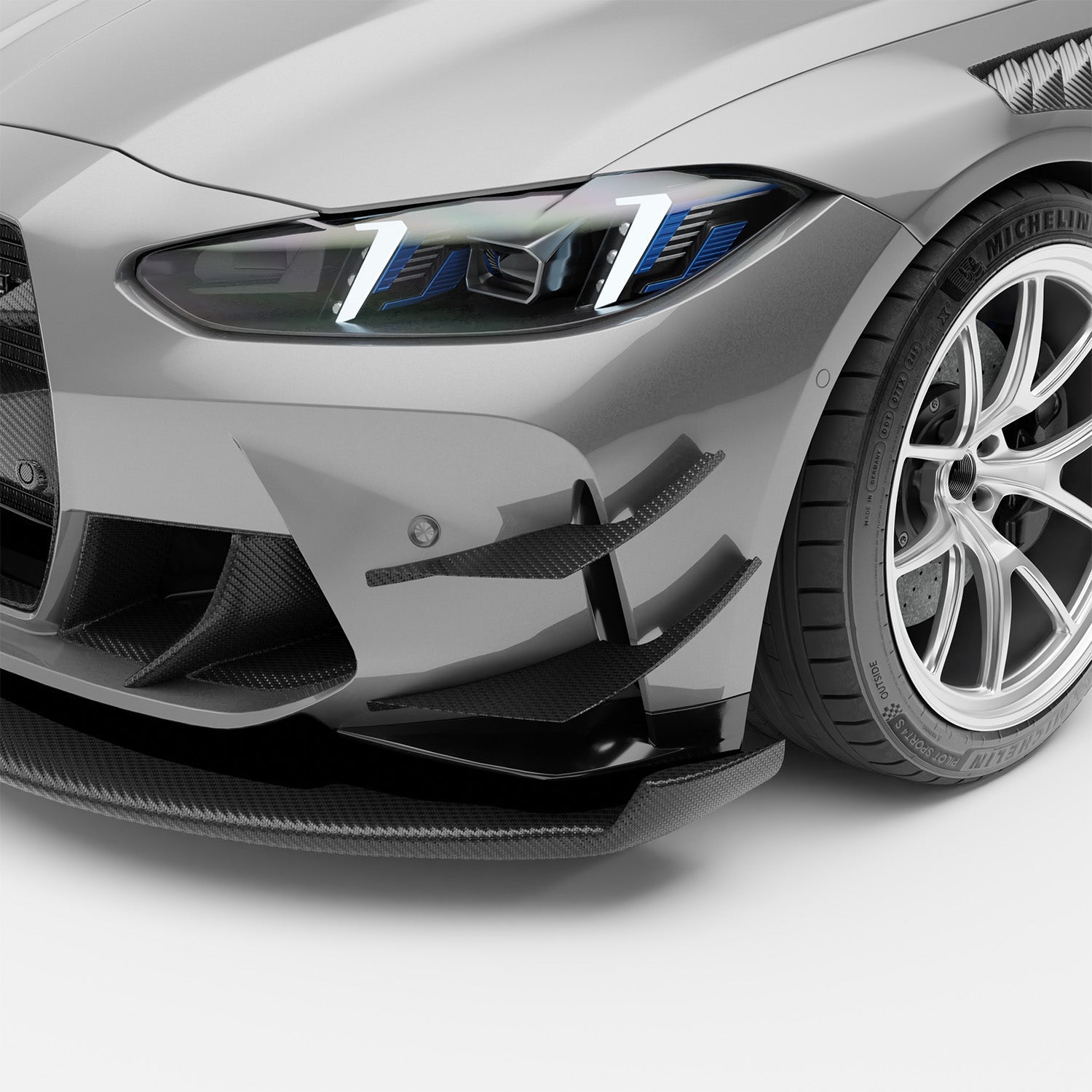 RevoZport Carbon Fiber Aero Front Bumper Canards Compatible With BMW M3 G80