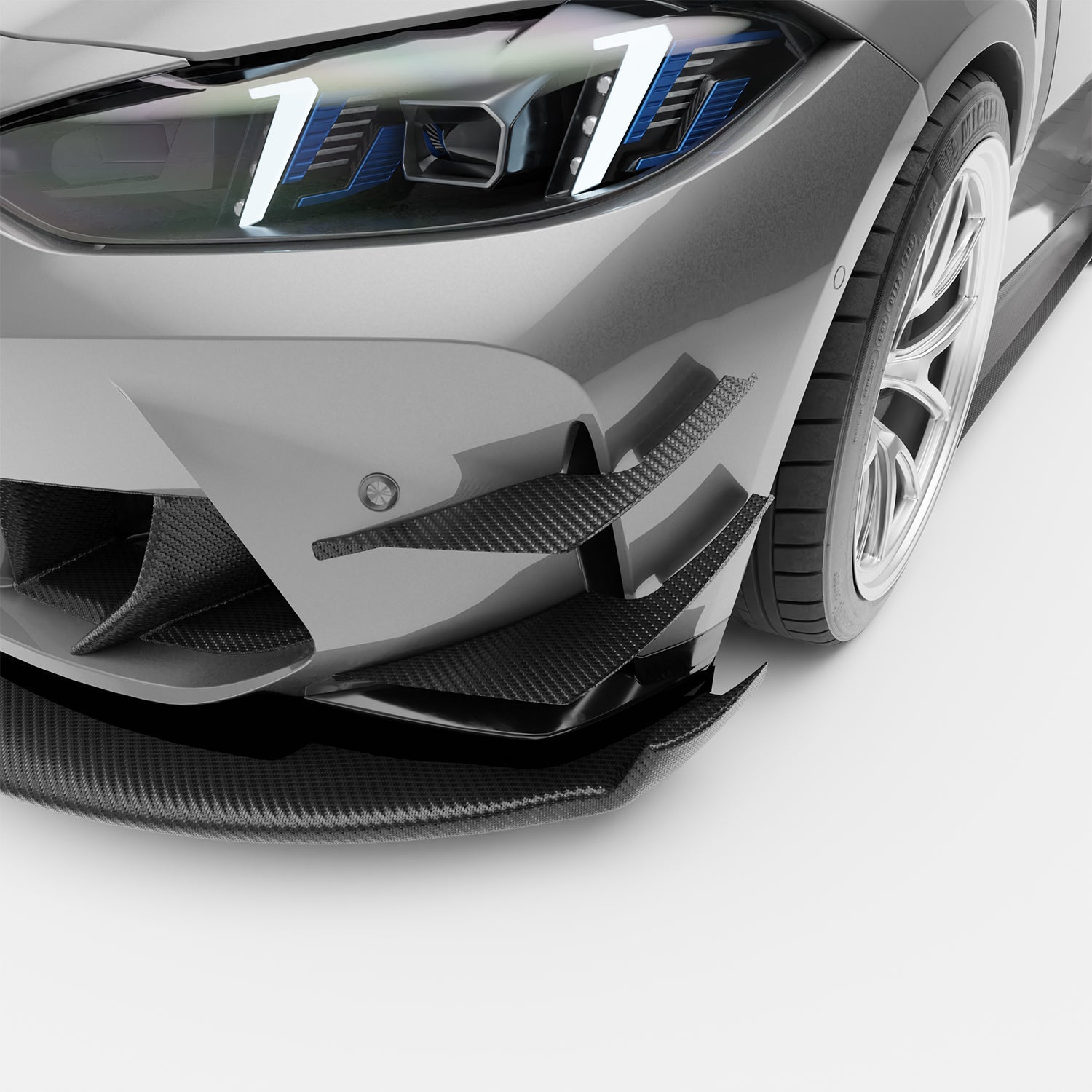 RevoZport Carbon Fiber Aero Front Bumper Canards Compatible With BMW M3 G80