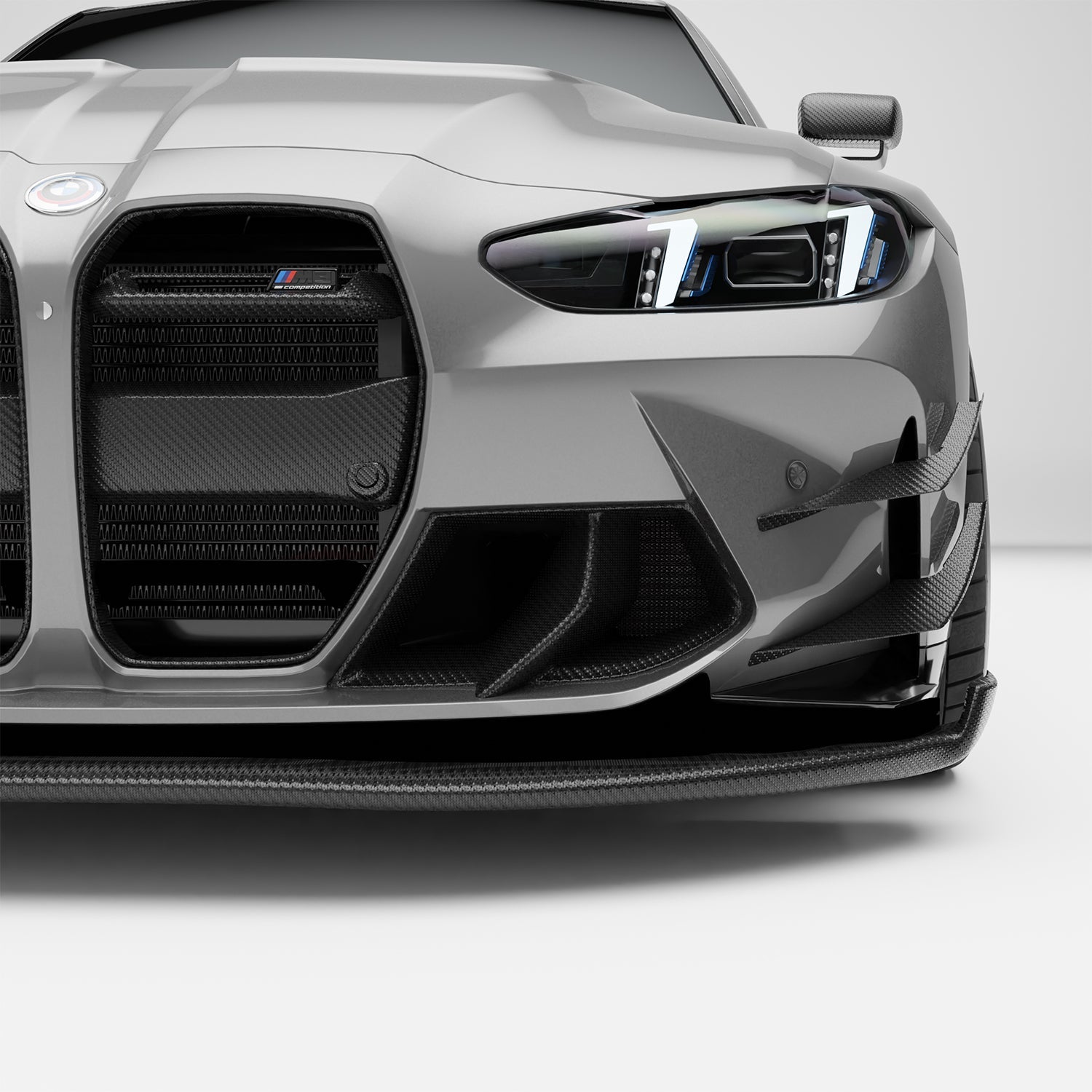 RevoZport Carbon Fiber Aero Front Bumper Canards Compatible With BMW M3 G80