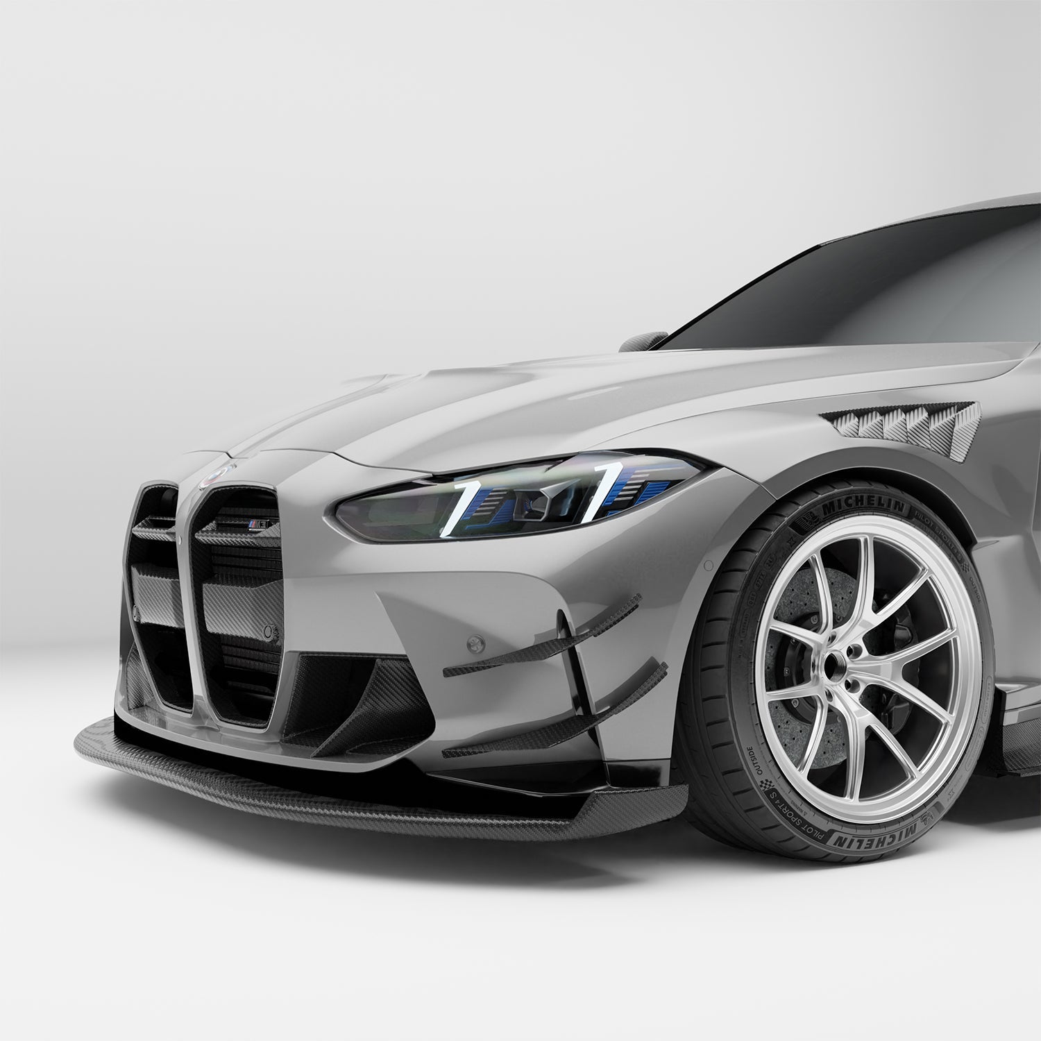 RevoZport Carbon Fiber Aero Front Bumper Canards Compatible With BMW M3 G80