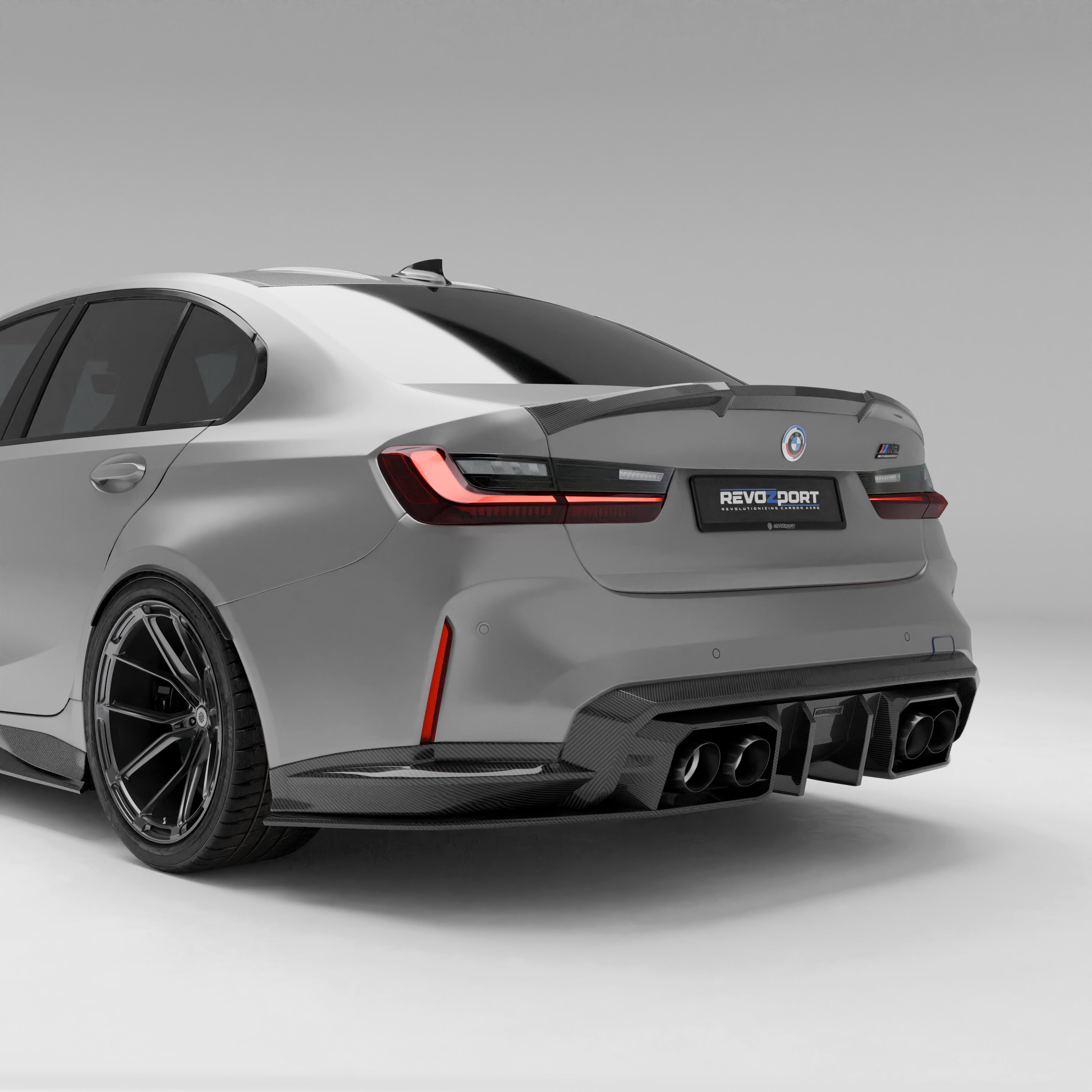 RevoZport Carbon Fiber Rear Diffuser Compatible With BMW M3 G80