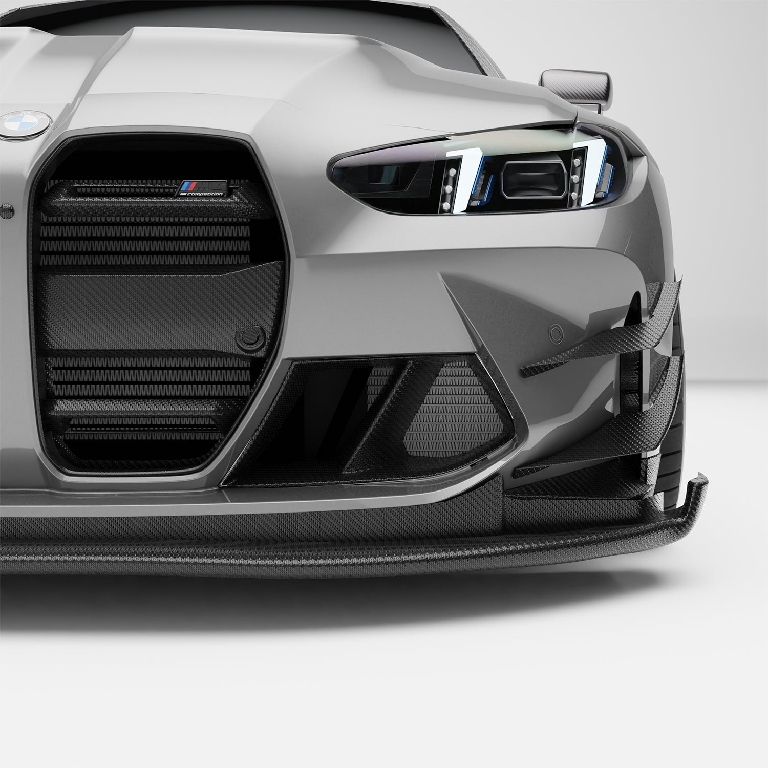RevoZport Carbon Fiber Front Bumper Canards Compatible With BMW M4 G82