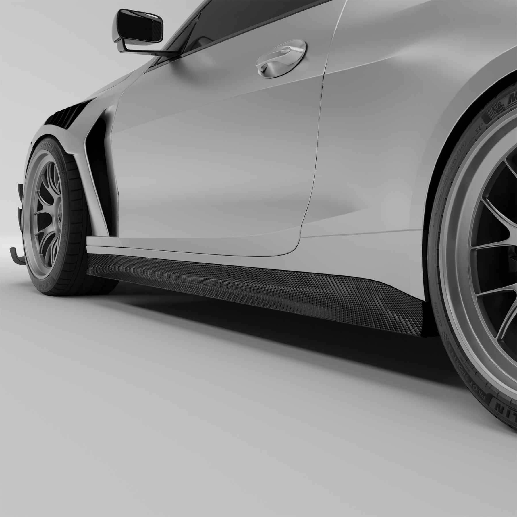 RevoZport Carbon Fiber Race Side Skirts Compatible With BMW M4 G82