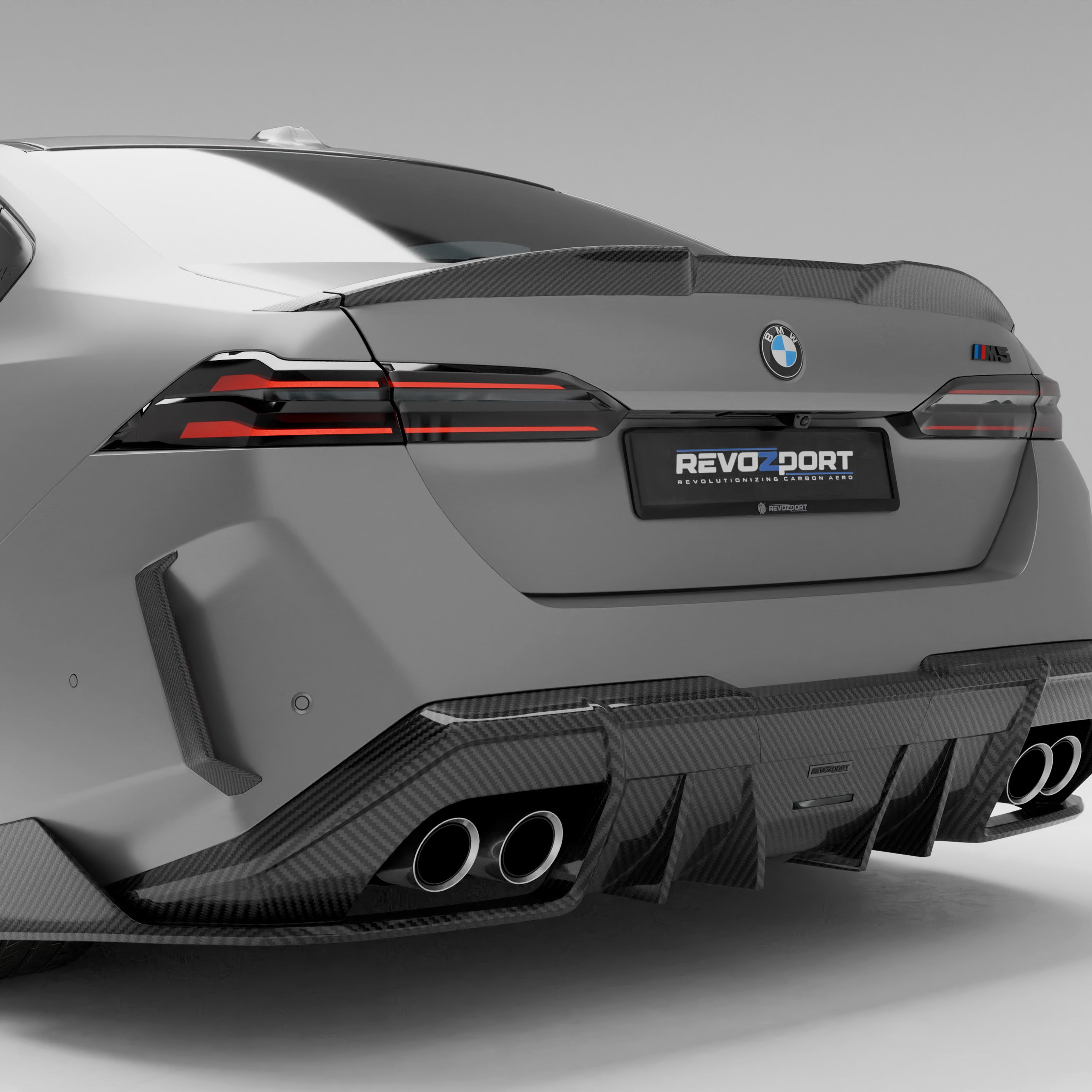RevoZport Carbon Fiber Rear Canards Compatible With BMW M5 G90