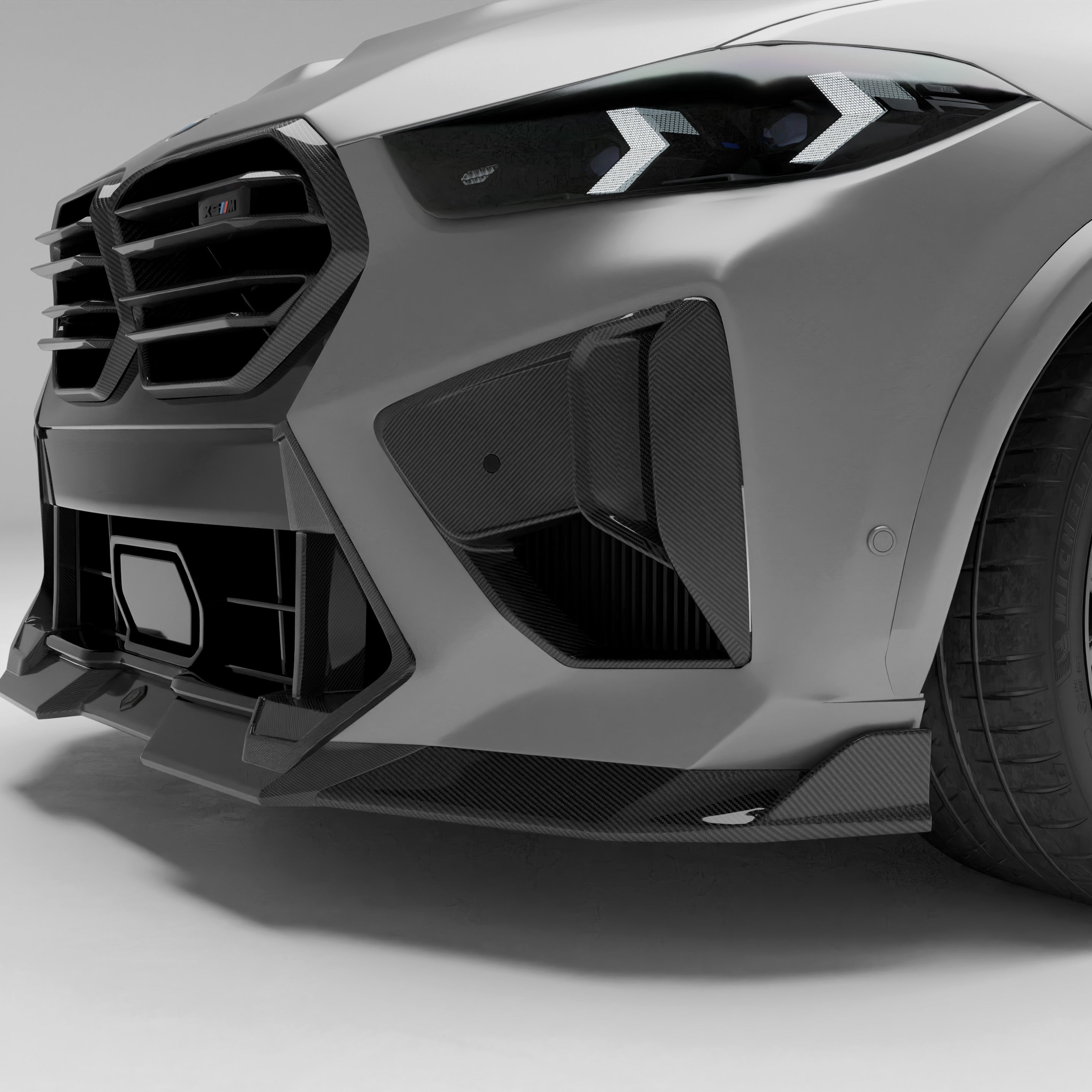 RevoZport Carbon Fiber Front Lip Compatible With BMW X5M F95 LCI