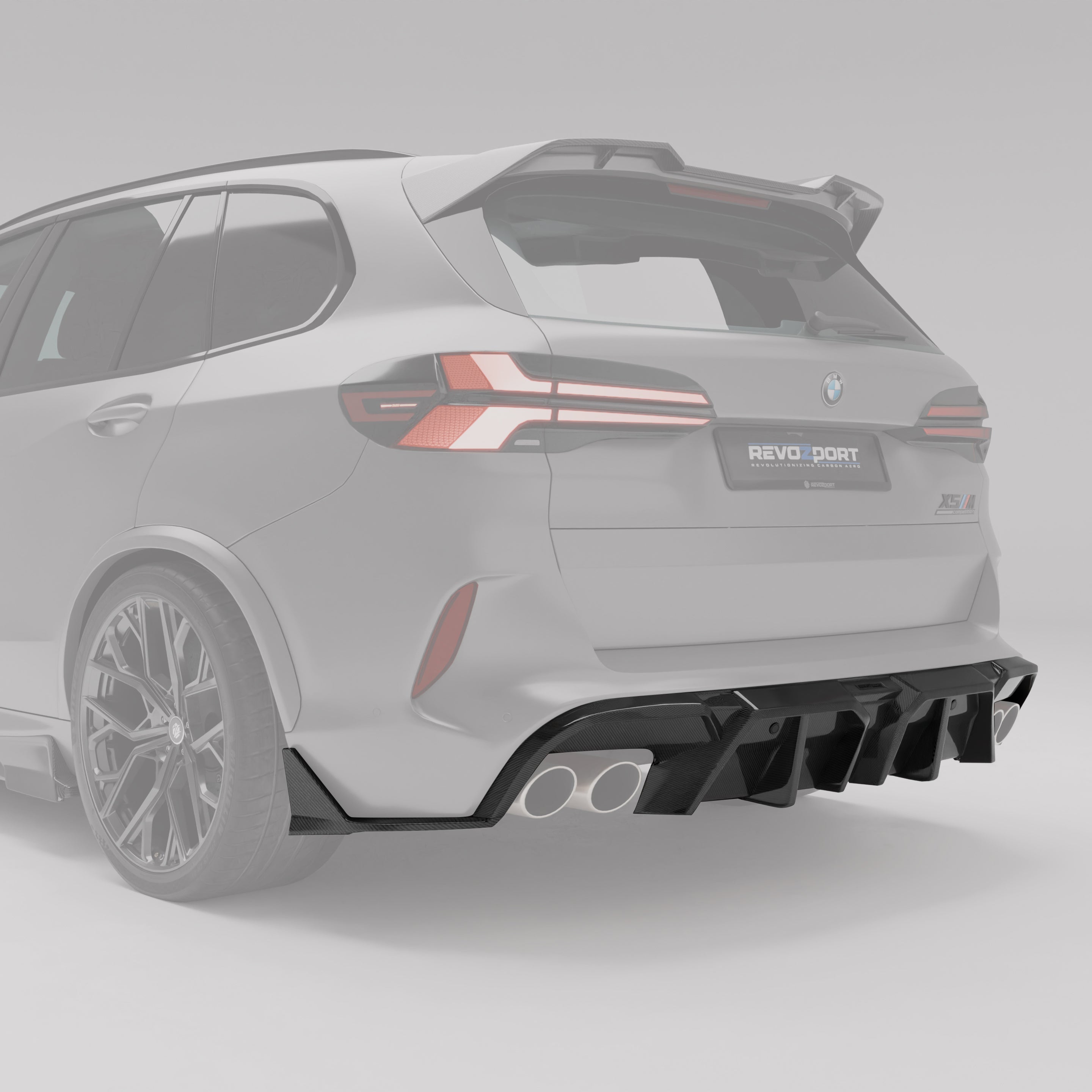 RevoZport Carbon Fiber Rear Diffuser Compatible With BMW X5M F95 LCI