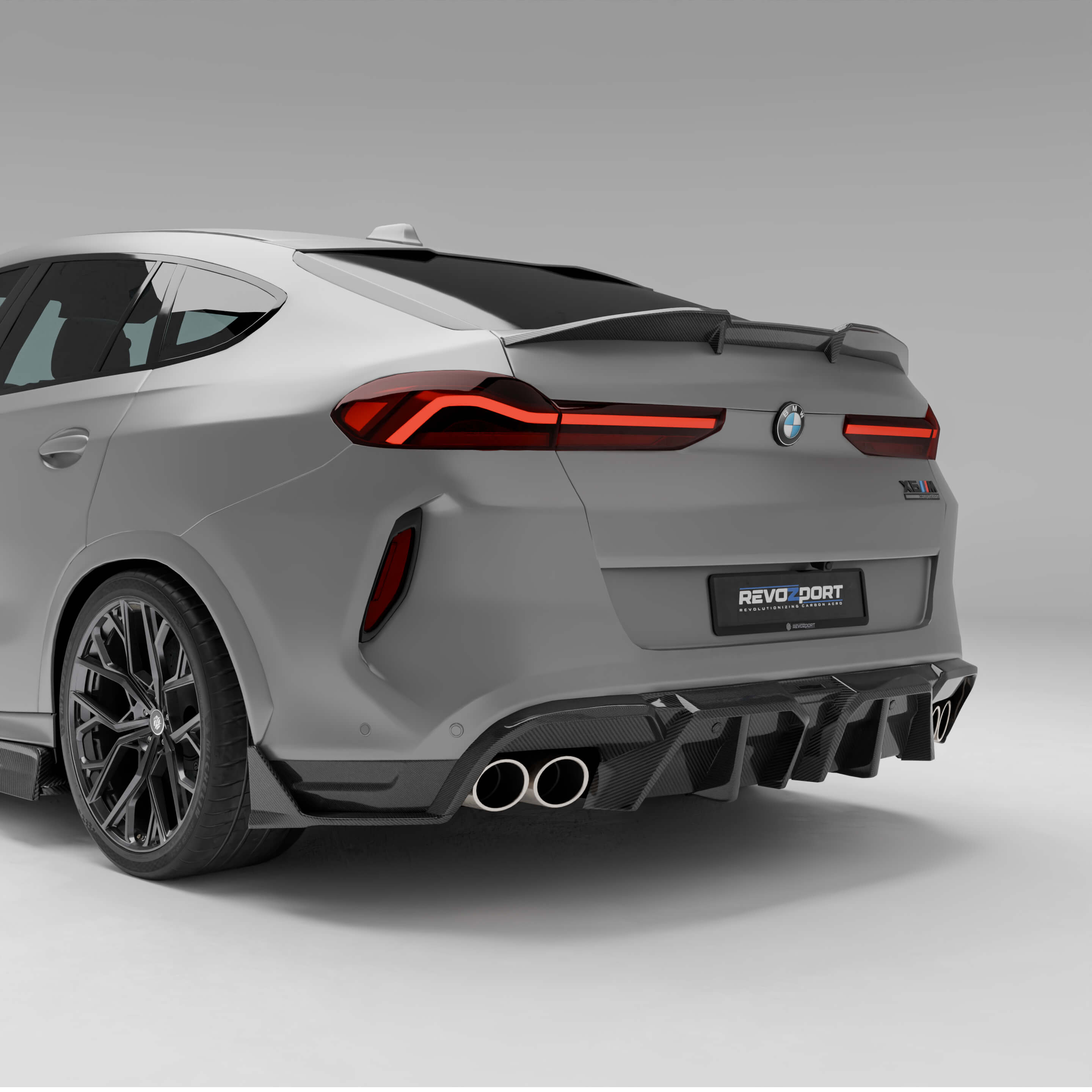 RevoZport Carbon Fiber Rear Diffuser Compatible With BMW X6M F96 LCI