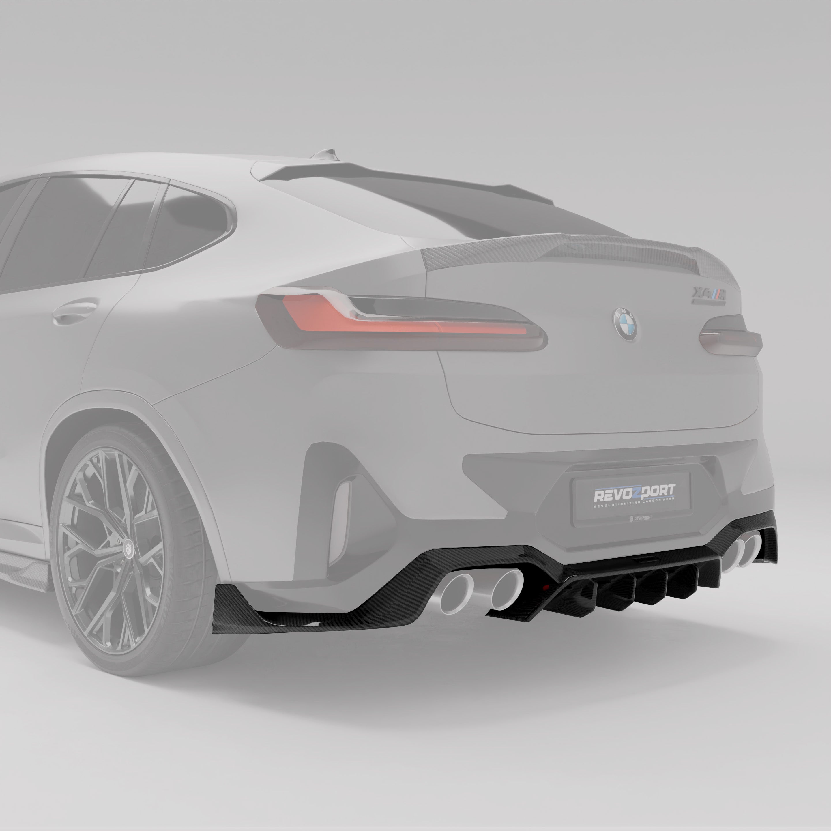 RevoZport Carbon Fiber Rear Diffuser Compatible With BMW X4M F98 LCI