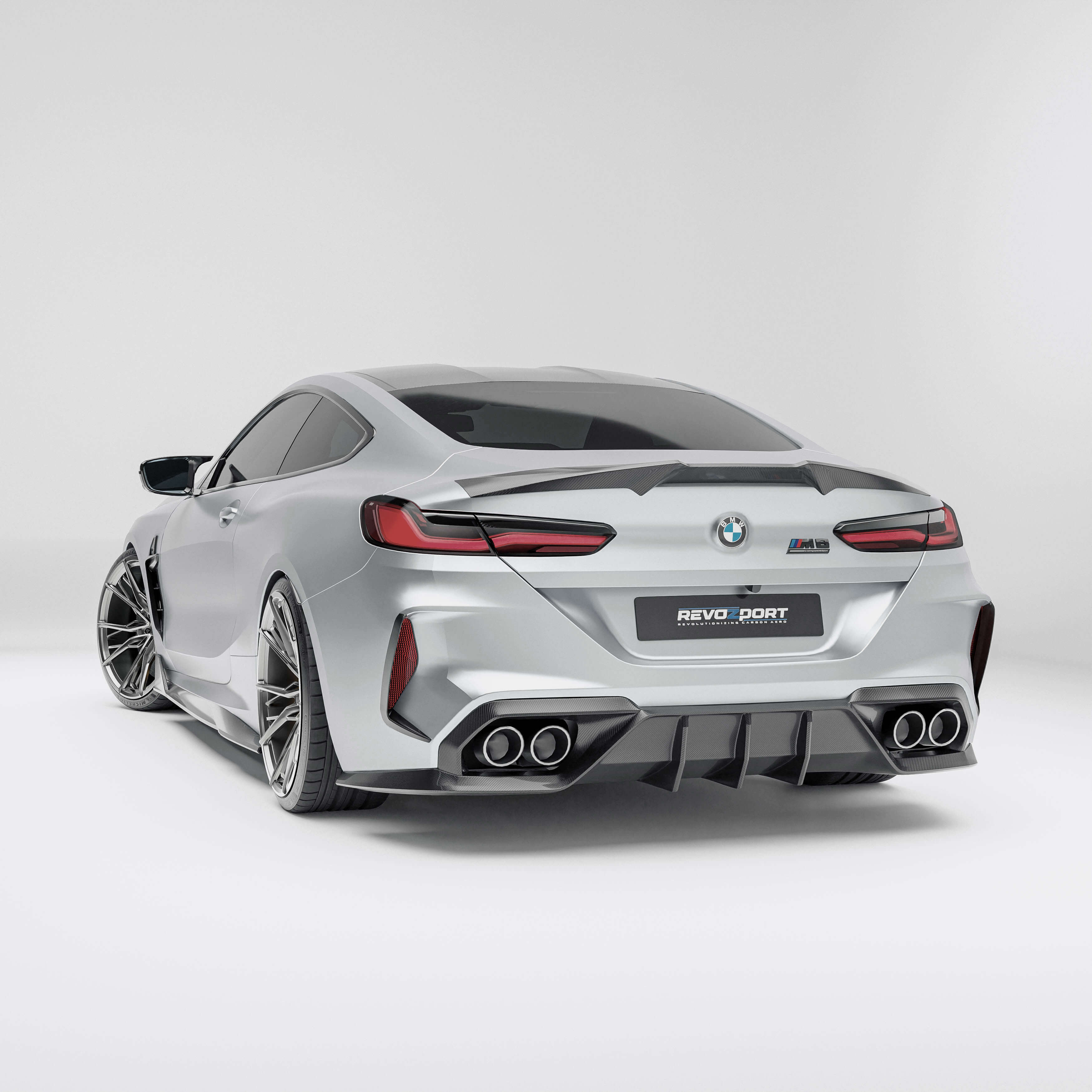 RevoZport Carbon Fiber Rear Diffuser Compatible With BMW M8 F91 F92