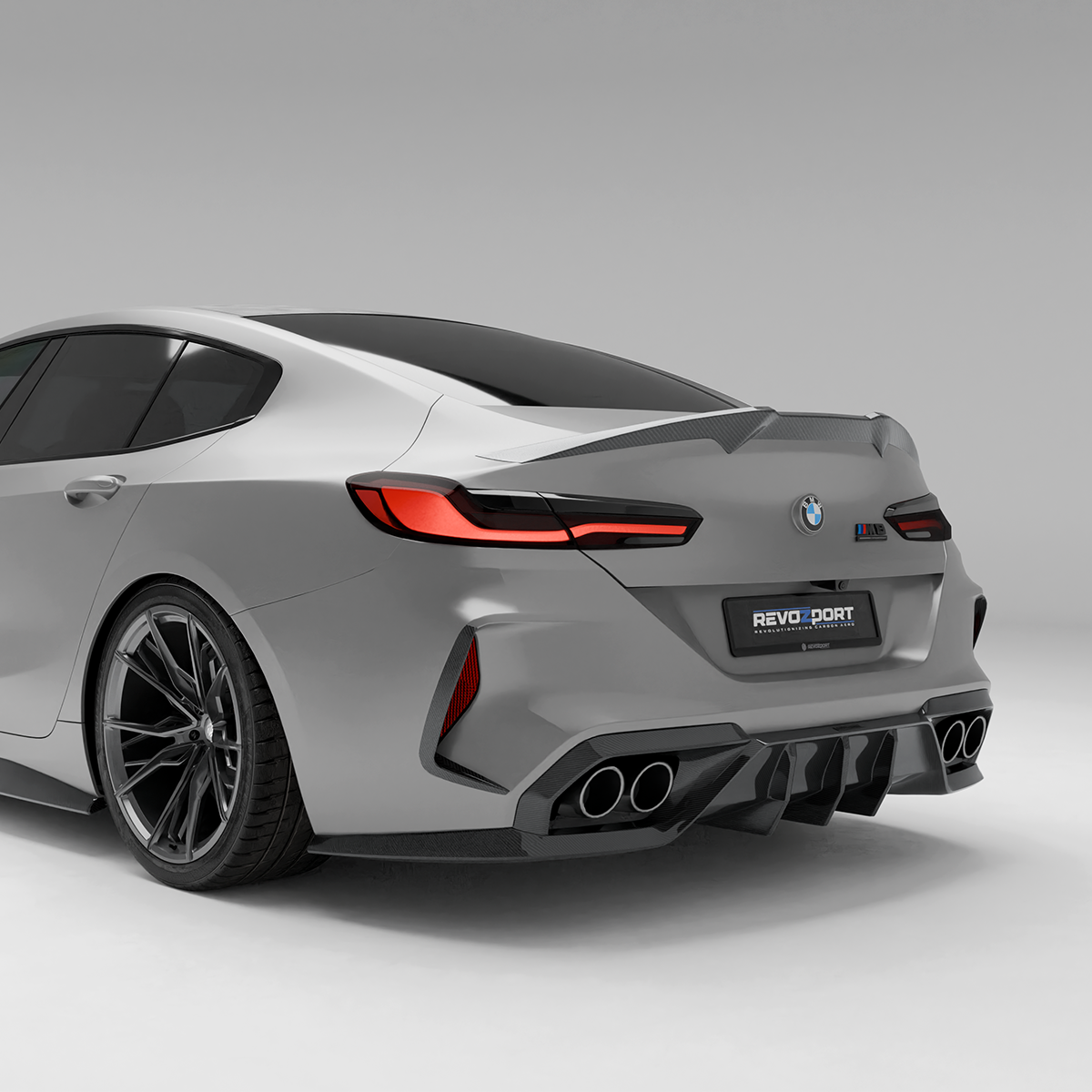 RevoZport Carbon Fiber Rear Diffuser Compatible With BMW M8 F93