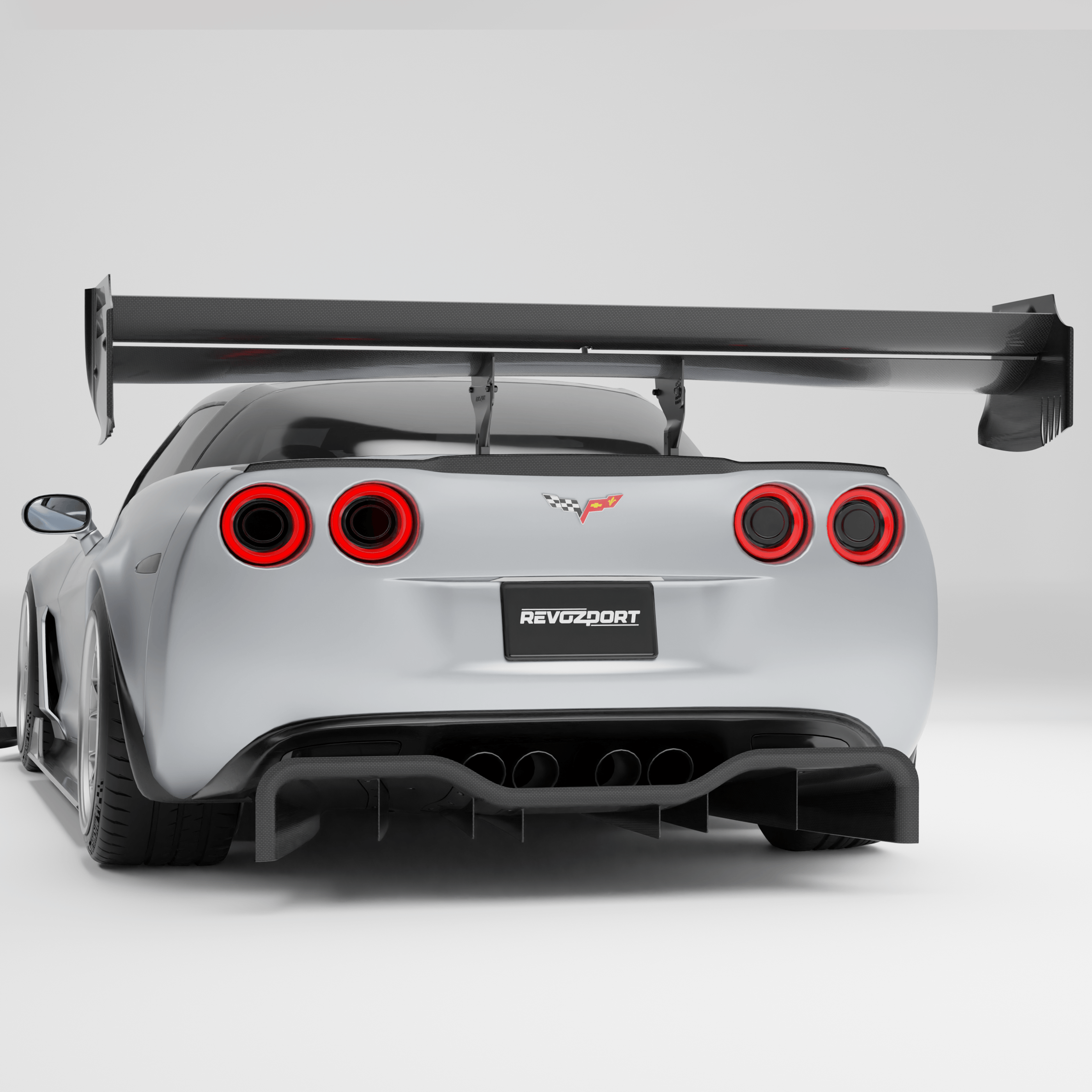 RevoZport Carbon Fiber Rear Spoiler Compatible With Corvette C6
