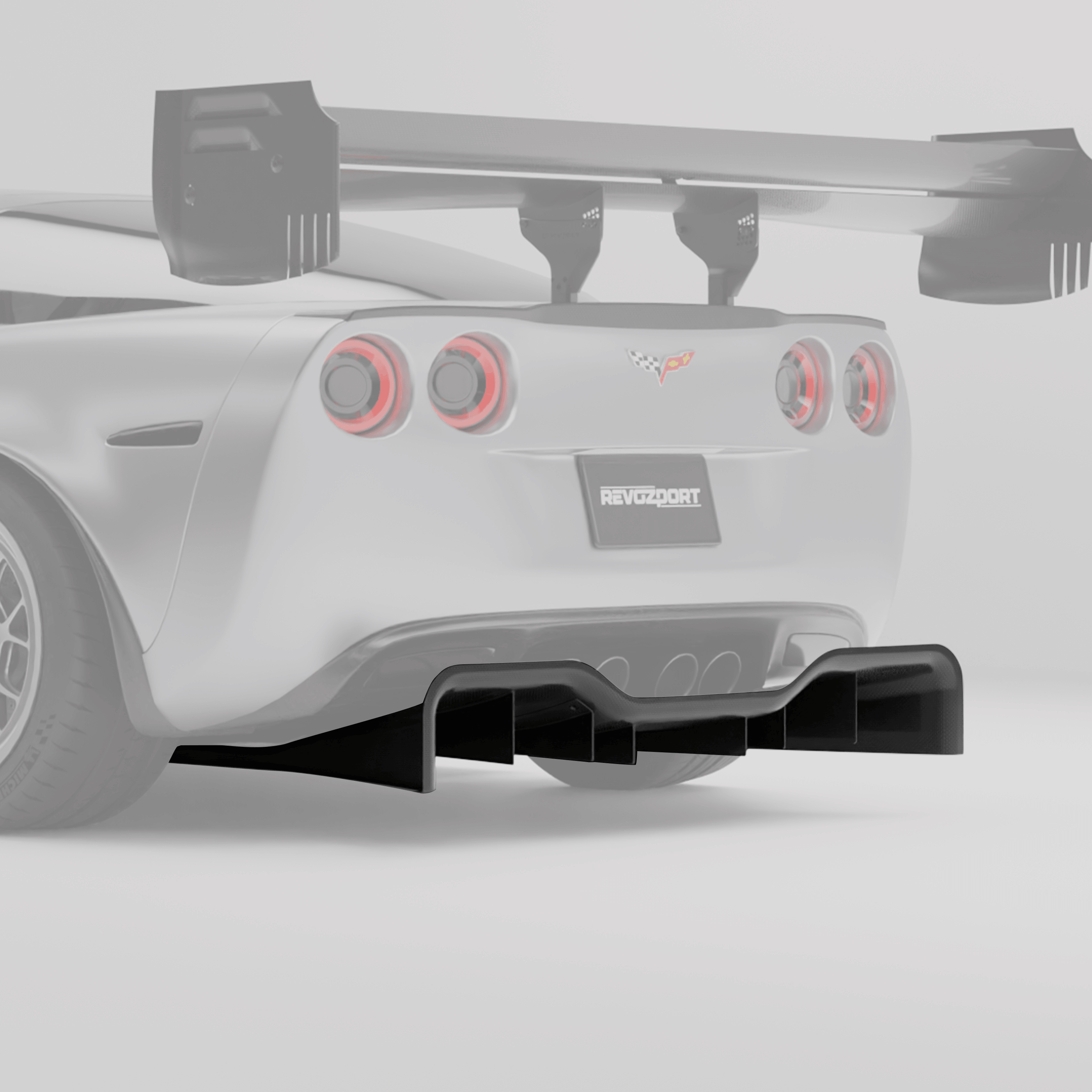 RevoZport Carbon Fiber Rear Diffuser Compatible With Corvette C6