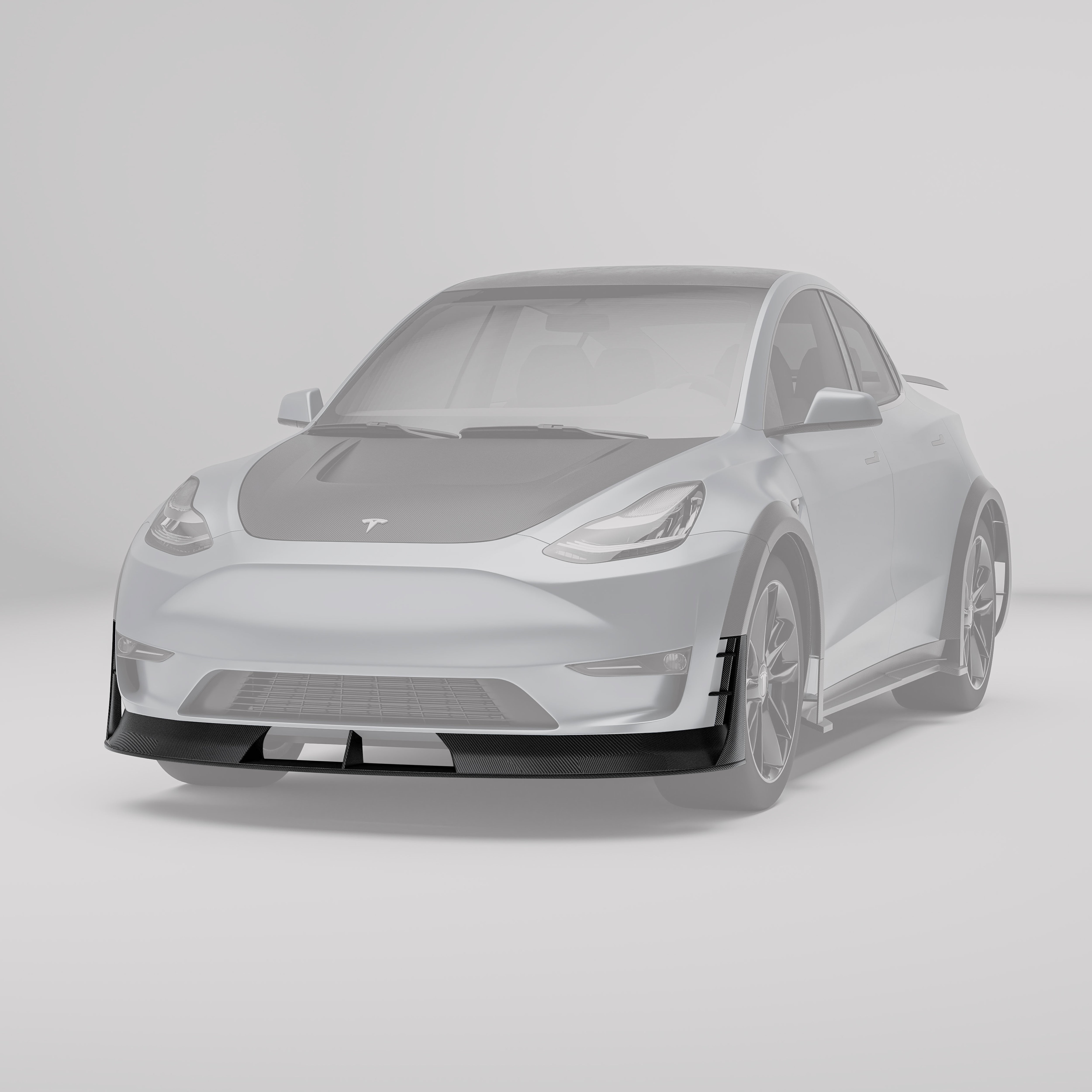 RevoZport Carbon Fiber Front Lip Compatible With Tesla Model Y 2021-2024