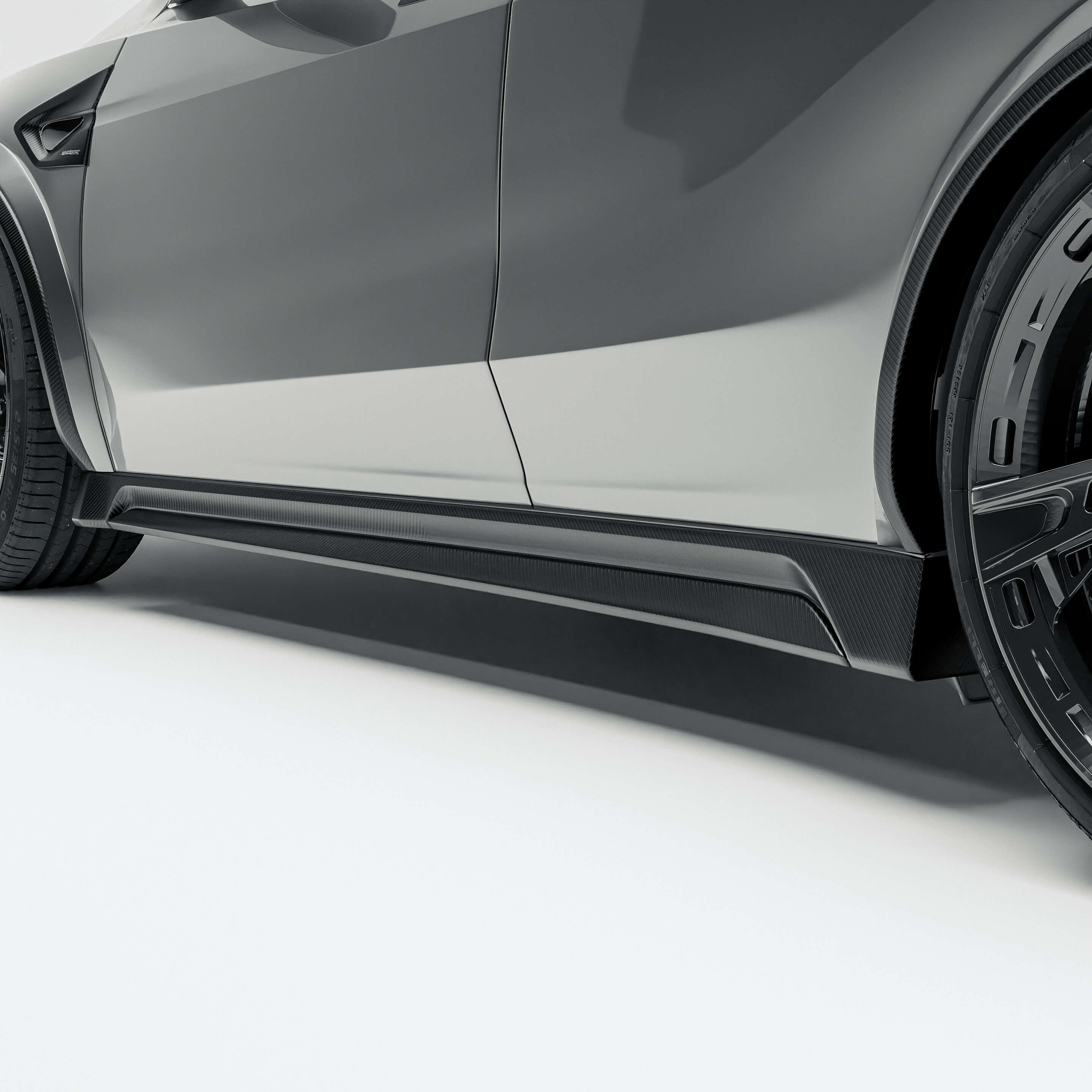 RevoZport Carbon Fiber Side Skirts Compatible With Tesla Model Y Facelift