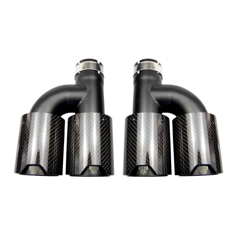 Dual Black V1 H Shape Carbon Fiber Exhaust Tips - Compatible with BMW