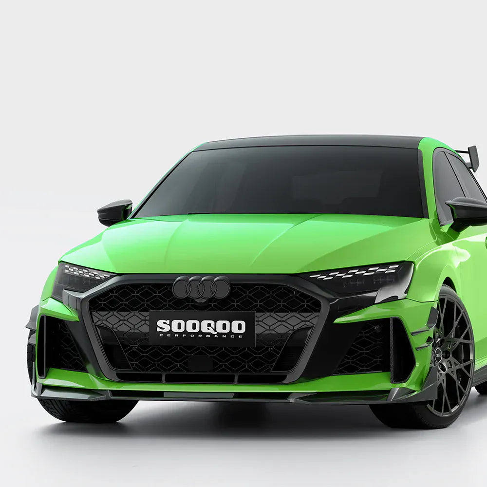 Audi RS3 (8Y) Hatchback SOOQOO Carbon Fibre Front Lip Spoiler - SOOQOO Official Front Lip