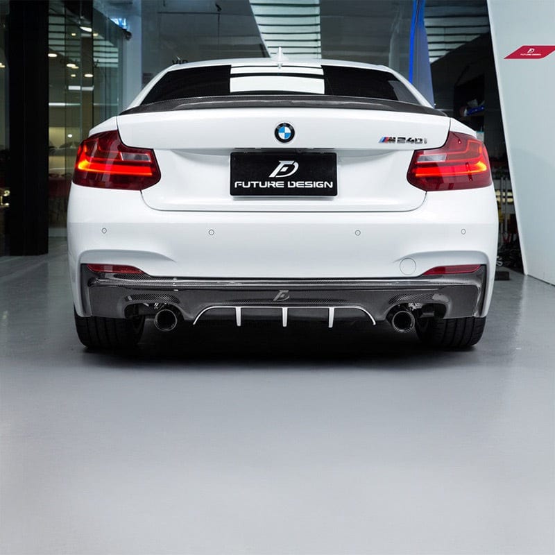 BMW 2 Series (F22/F23) M Performance Style Carbon Fiber Quad Exhaust Rear Diffuser - Future Design Rear Diffuser