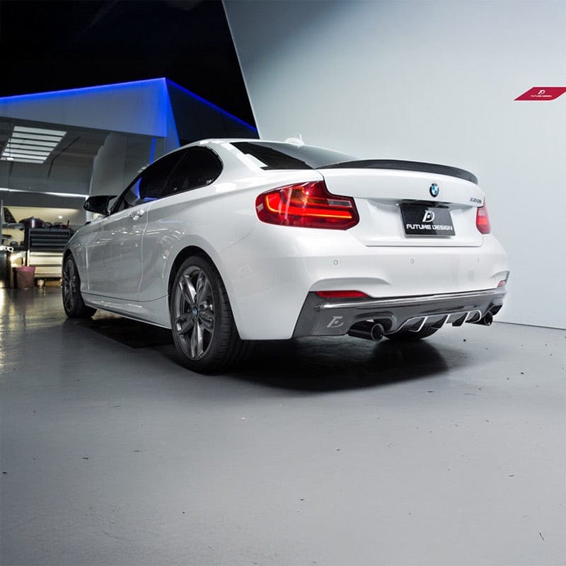 BMW 2 Series (F22/F23) M Performance Style Carbon Fiber Quad Exhaust Rear Diffuser - Future Design Rear Diffuser