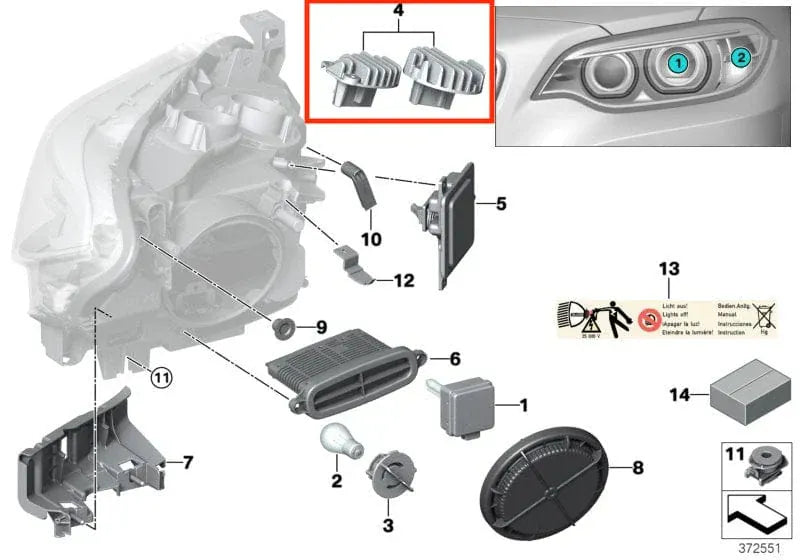 BMW 2 Series Pre-LCI (F22/F23) CSL Yellow DRL Headlight Module Replacements (Xenon Headlight) - EXL Design DRLs