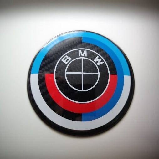 BMW 3 Series (E90) 50th Anniversary Style Carbon Fibre Rear Emblem (74MM) - Twenty Two Tuning Emblems and Badges