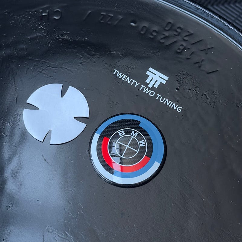 BMW 3 Series (F30/F31) 50th Anniversary Style Carbon Fibre Front Emblem (82MM) - Twenty Two Tuning Emblems and Badges